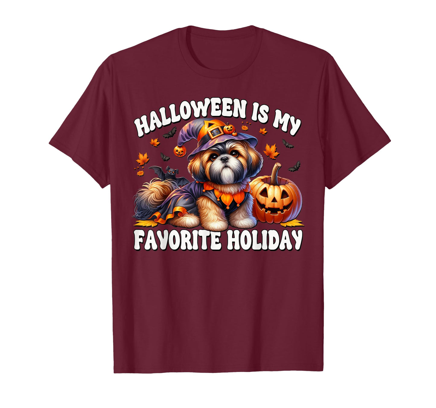 Maltese Shih Tzu Graphic Halloween is My Favorite Holiday T-Shirt