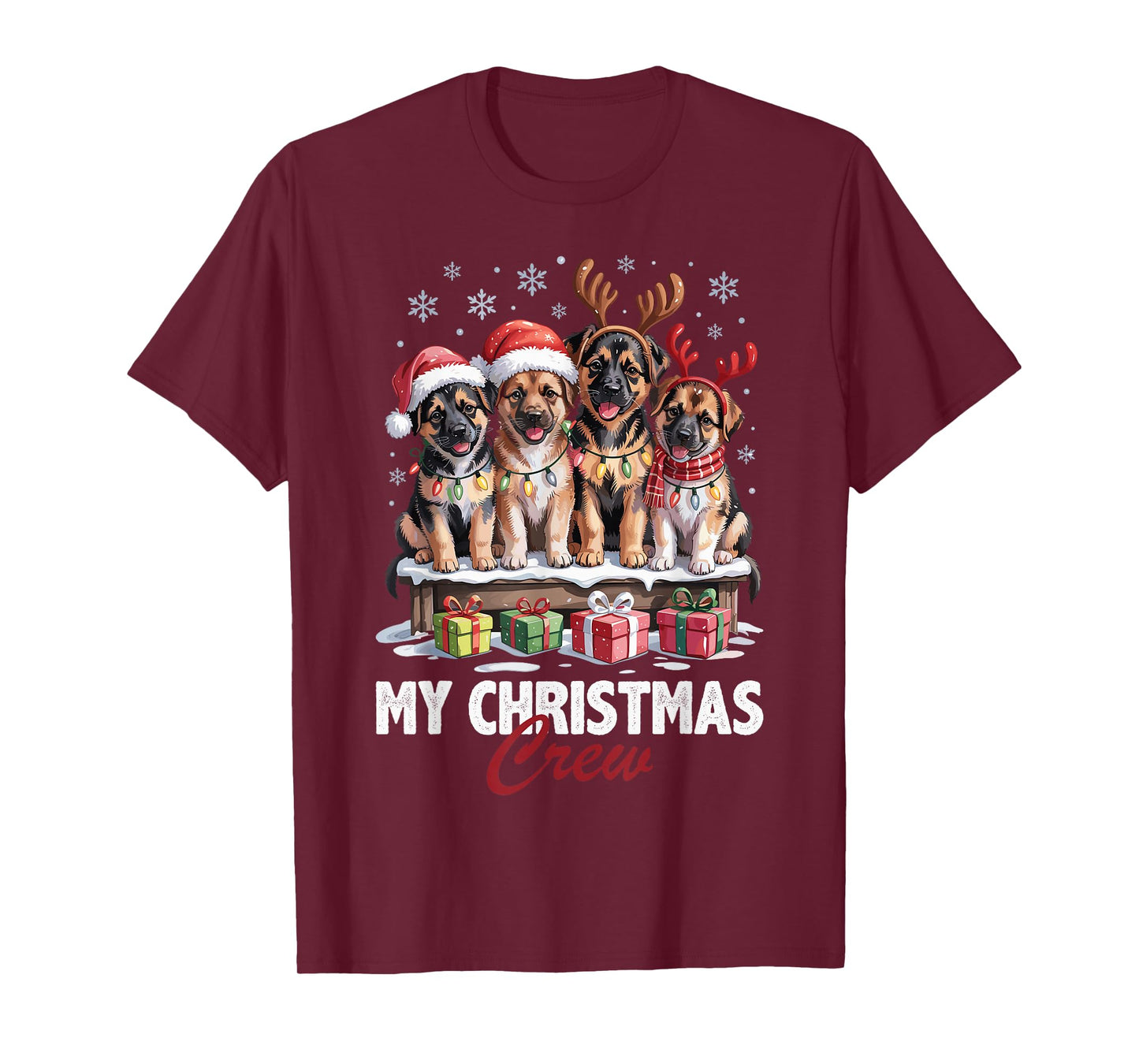 German Shepherd Christmas Crew Funny Dog Lovers Holiday T-Shirt