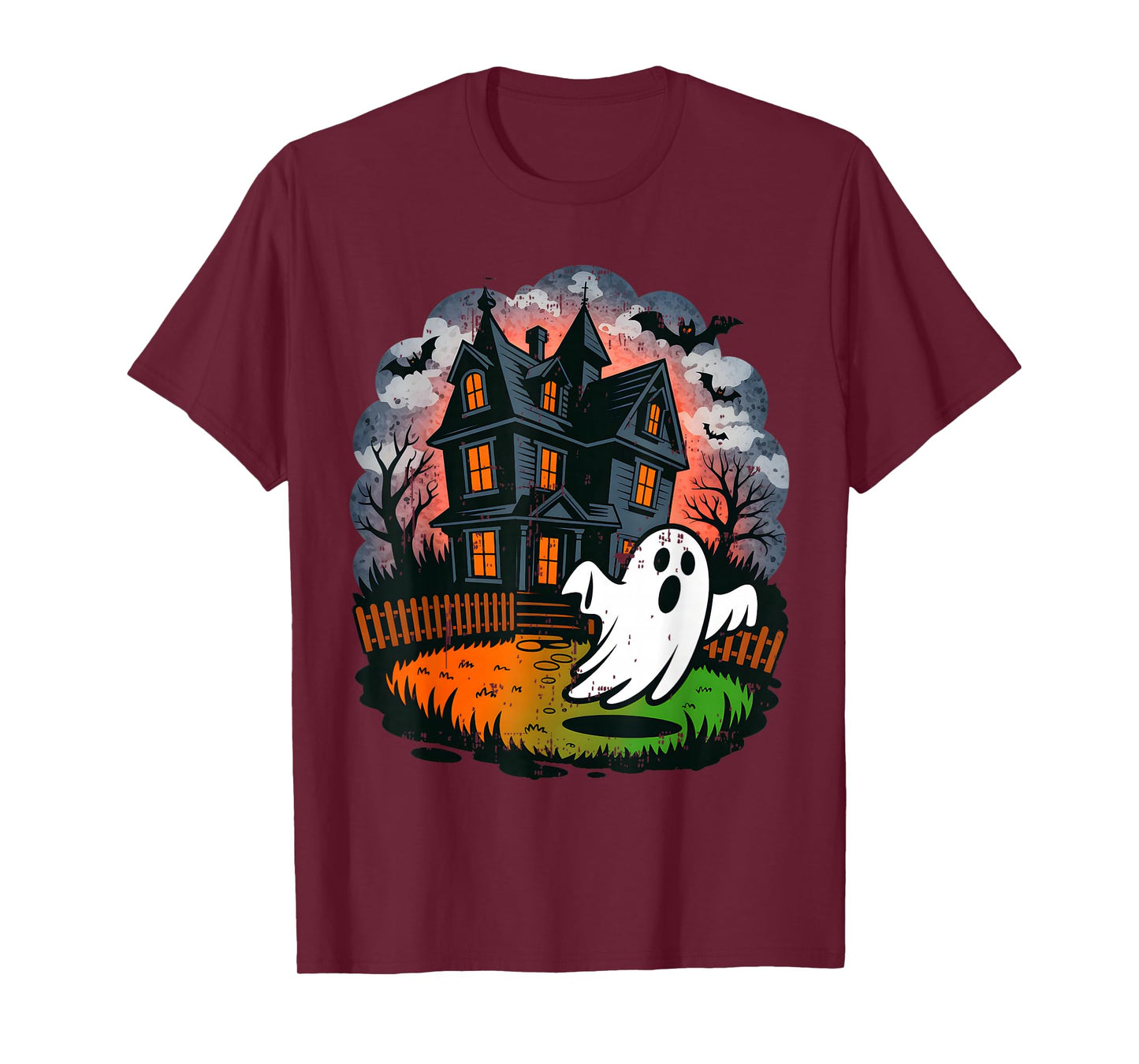 Vintage Ghost Boo Haunted House Halloween Costumes Boy Men T-Shirt