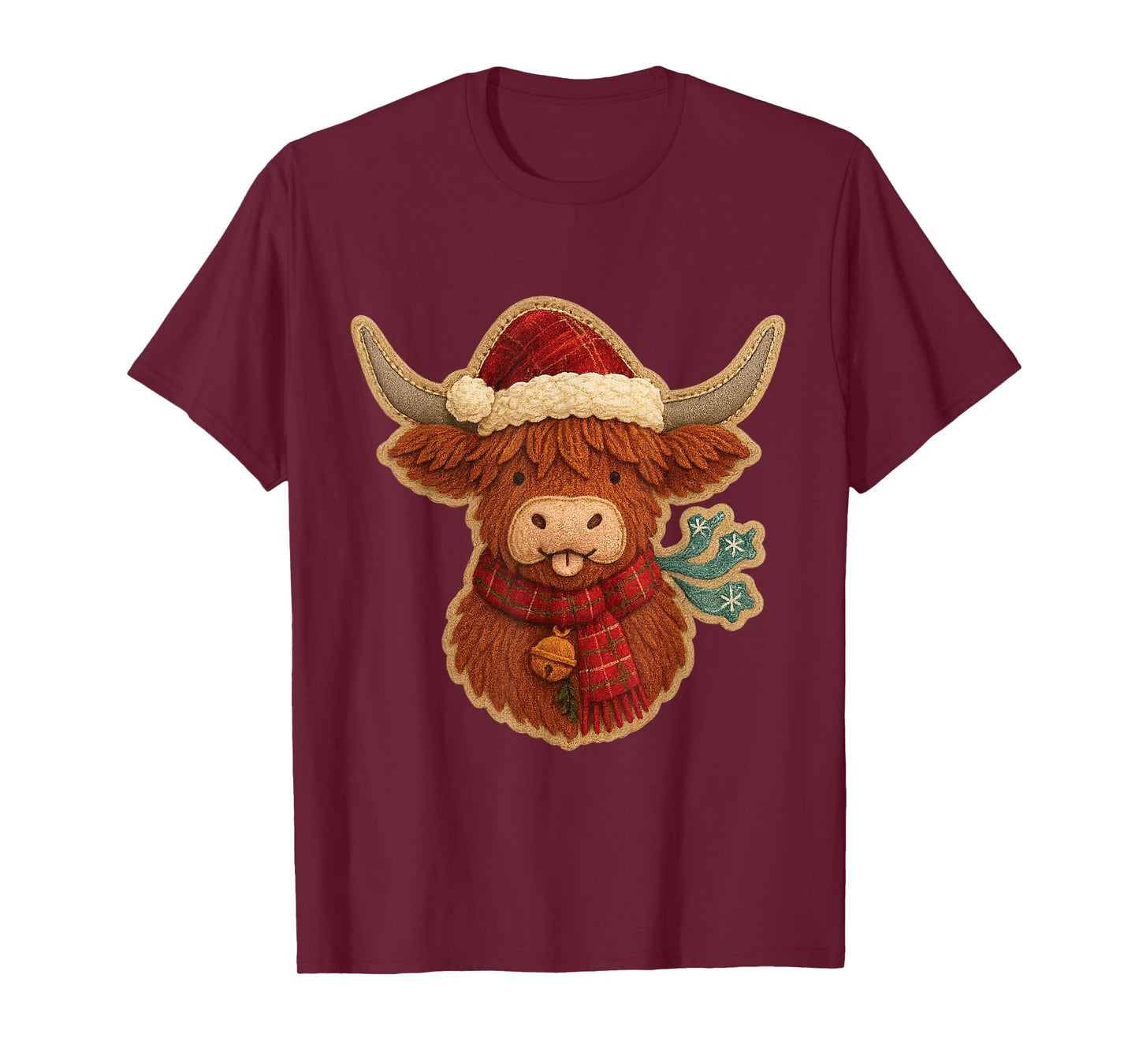 Highland Cow Christmas Cute Santa Hat Plaid Men Women Kids T-Shirt