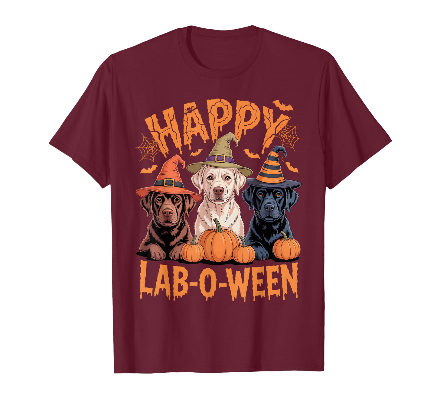 Happy Lab-O-Ween Labrador Dogs Funny Halloween Pumpkin T-Shirt
