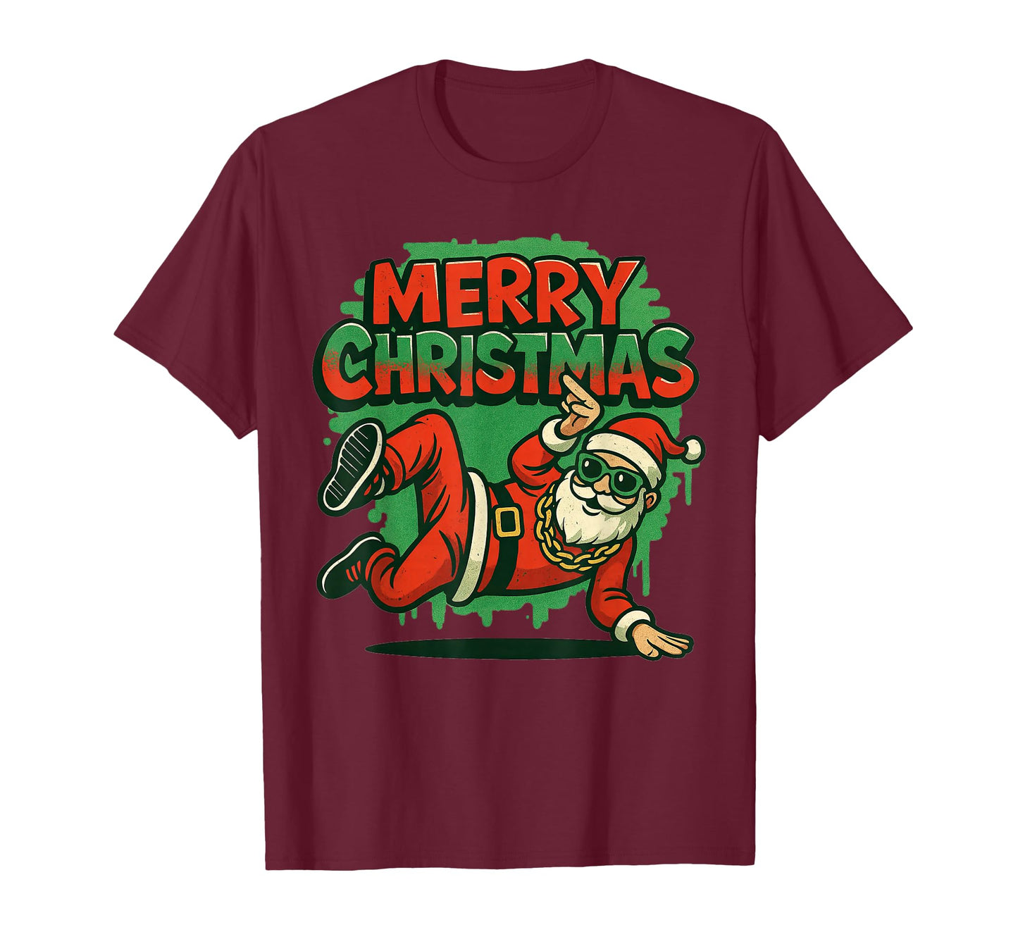 Cool Hip Hop Santa Graffiti Christmas Breakdancer T-Shirt