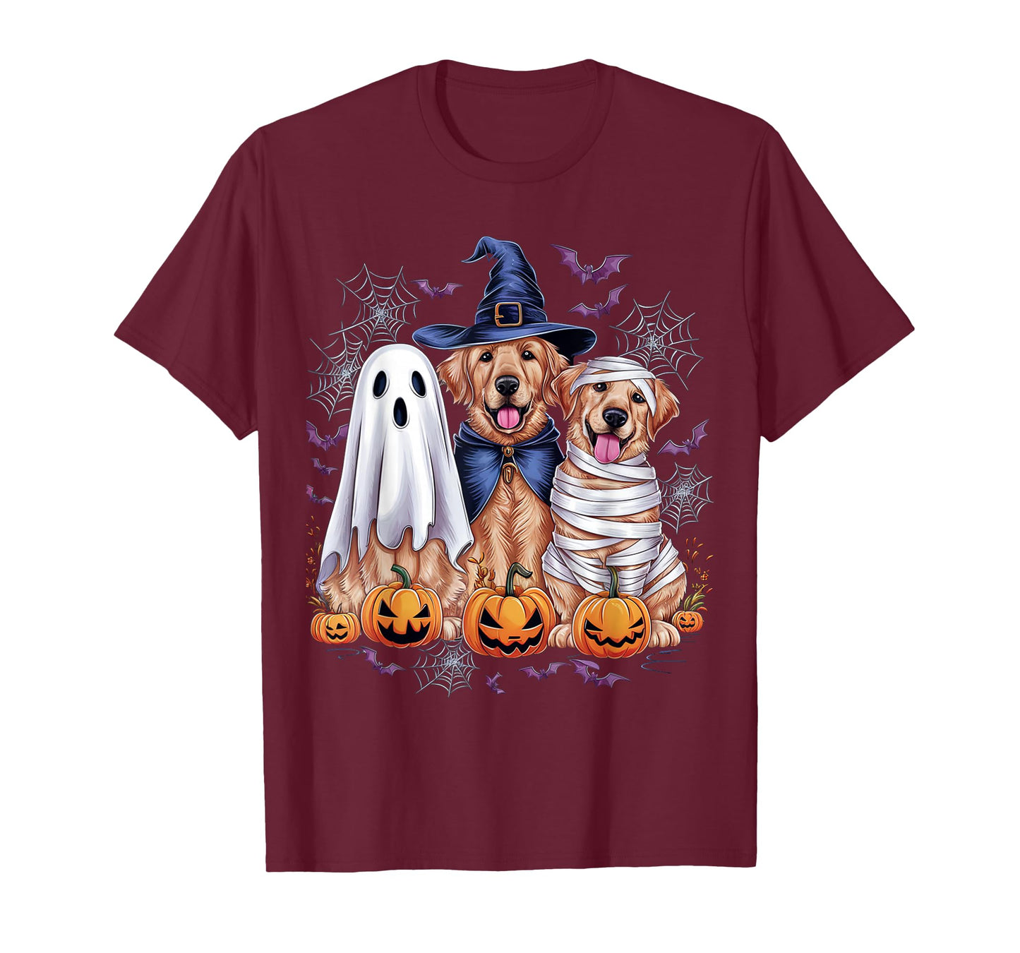 Golden Retriever Ghost Dog Halloween Golden Retriever Witch T-Shirt
