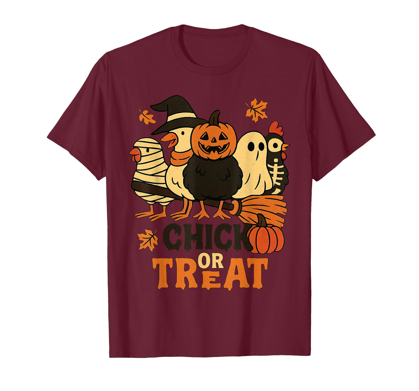 Halloween Chick Or Treat Pumpkin Spooky Witch Chicken T-Shirt