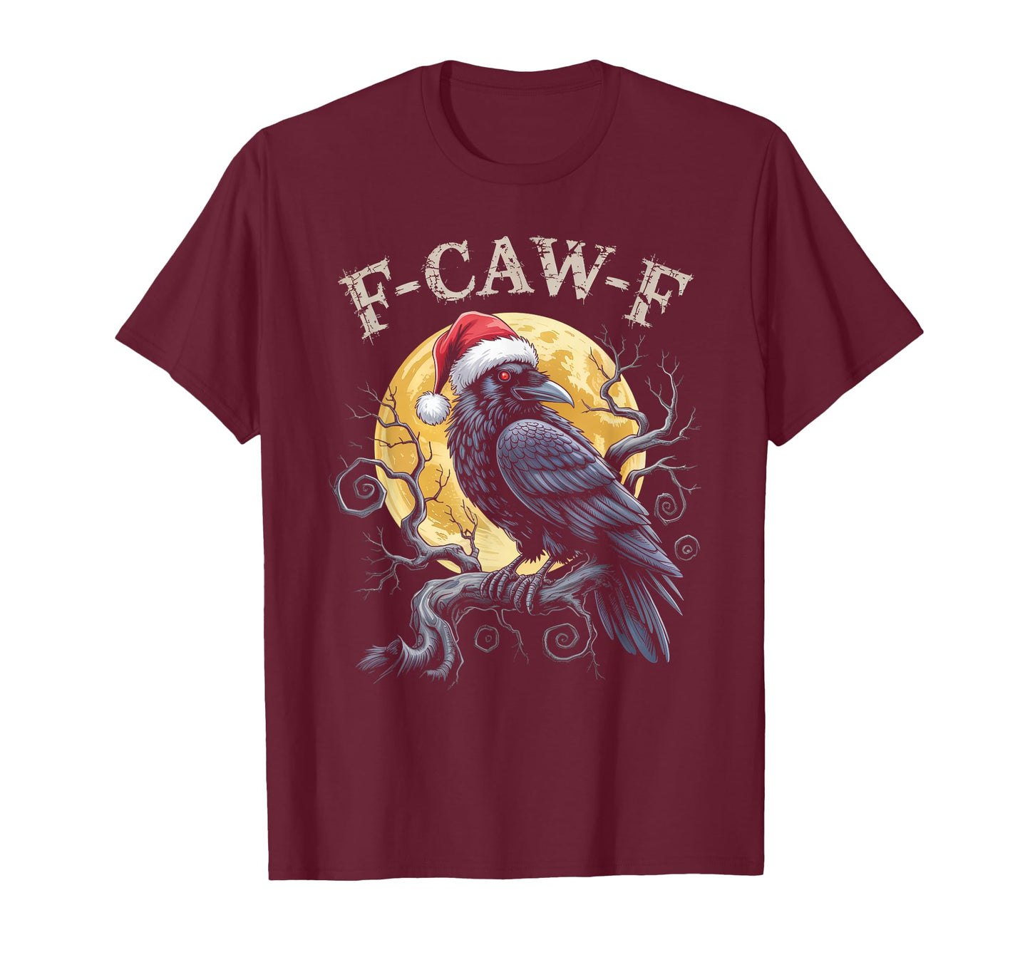 Funny Crow F-CAW-F Black Bird, Gothic Christmas Santa Hat T-Shirt