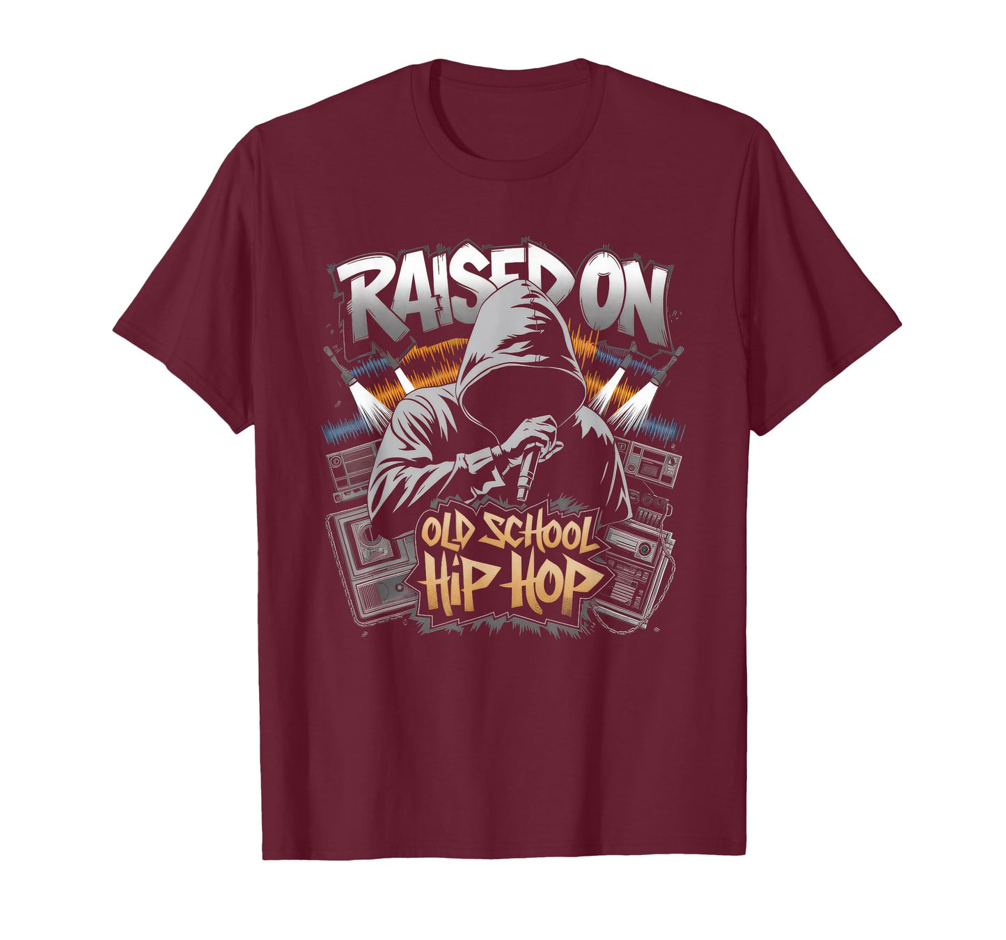 RAISED ON OLD SCHOOL HIP HOP Tshirt Cassette Graffiti Rap T-Shirt