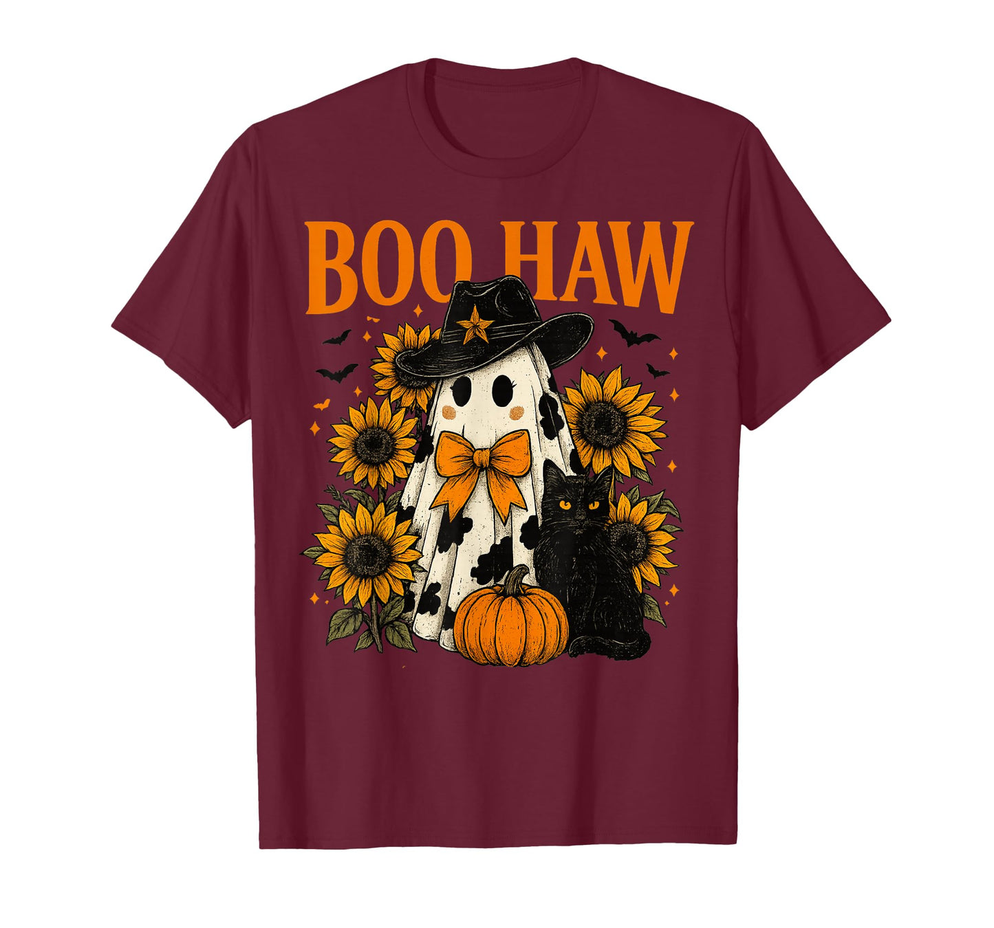 Boo Haw Retro Western Halloween Cowgirl Ghost Howdy Pumpkin T-Shirt