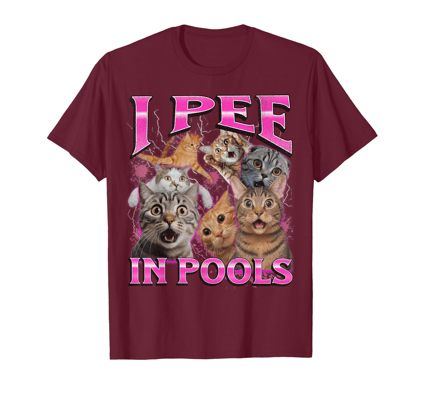 I Pee In Pools Funny Unhinged Cat Meme Bootleg Graphic 90s T-Shirt