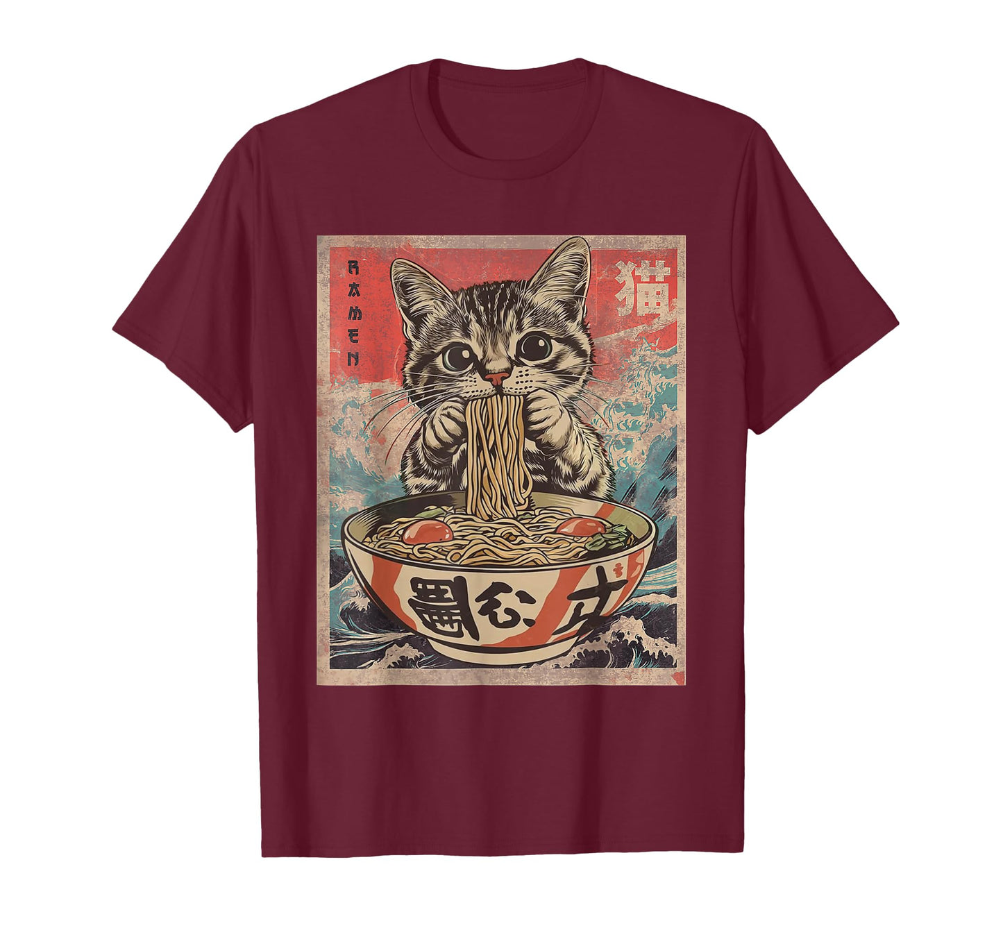 Funny Cat Ramen Noodles Kawaii Anime Manga Japanese Food T-Shirt
