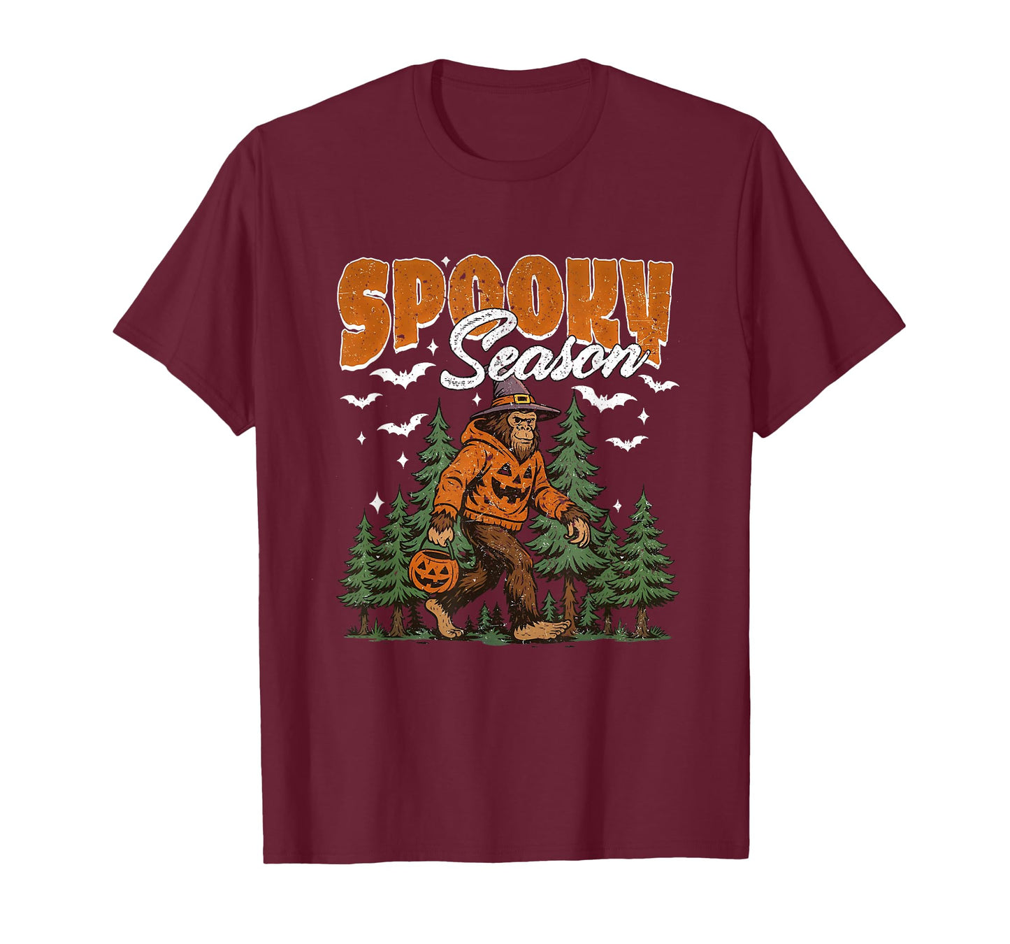 Spooky Season with Bigfoot Funny Sasquatch Halloween Autumn T-Shirt