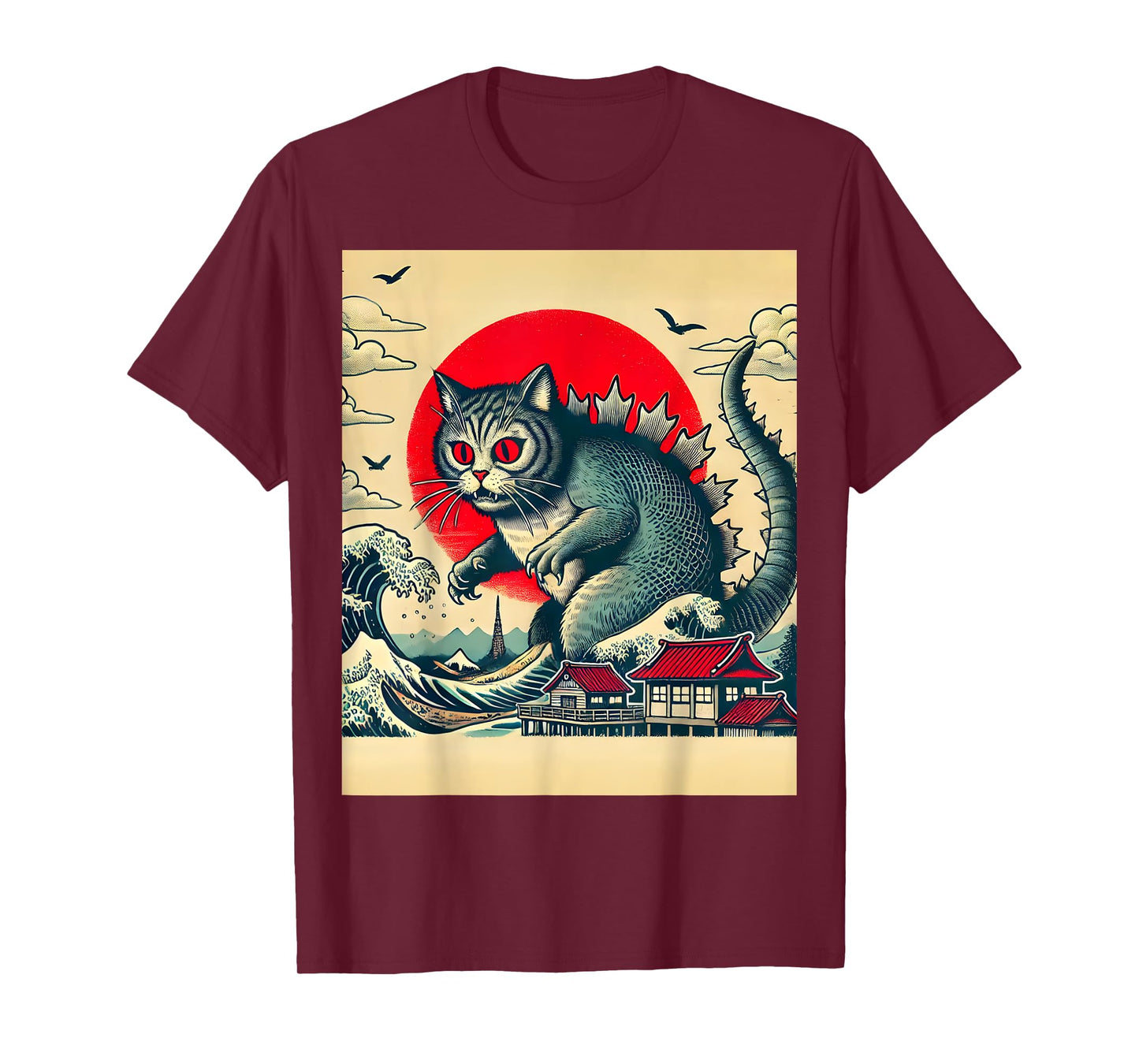 Catzilla Cat Retro Vintage Japanese Kaiju Funny Cat Monster Men Women Girls Kids T-Shirt