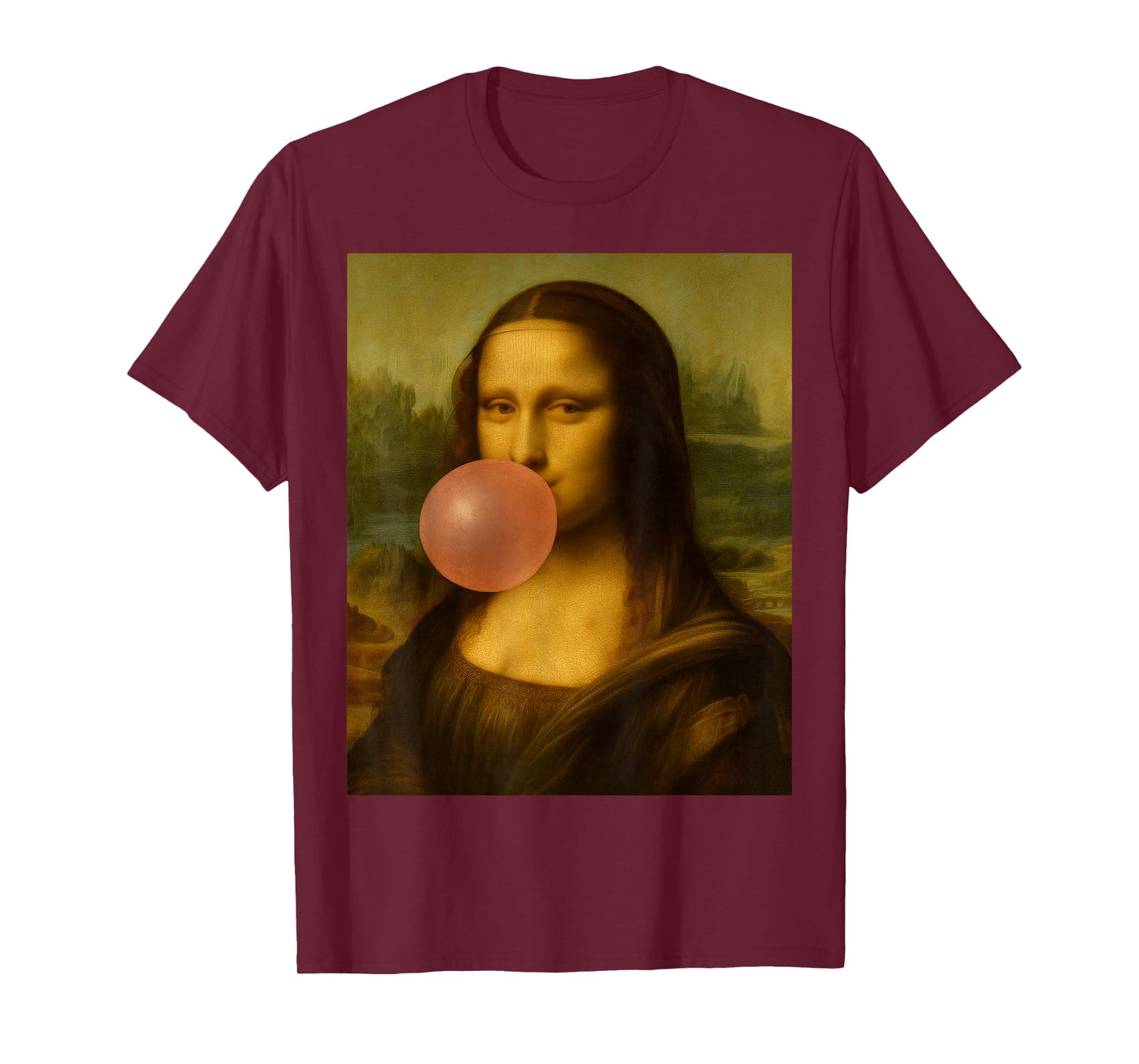 Funny Vintage Design Mona Lisa Blowing Bubble Gum T-Shirt