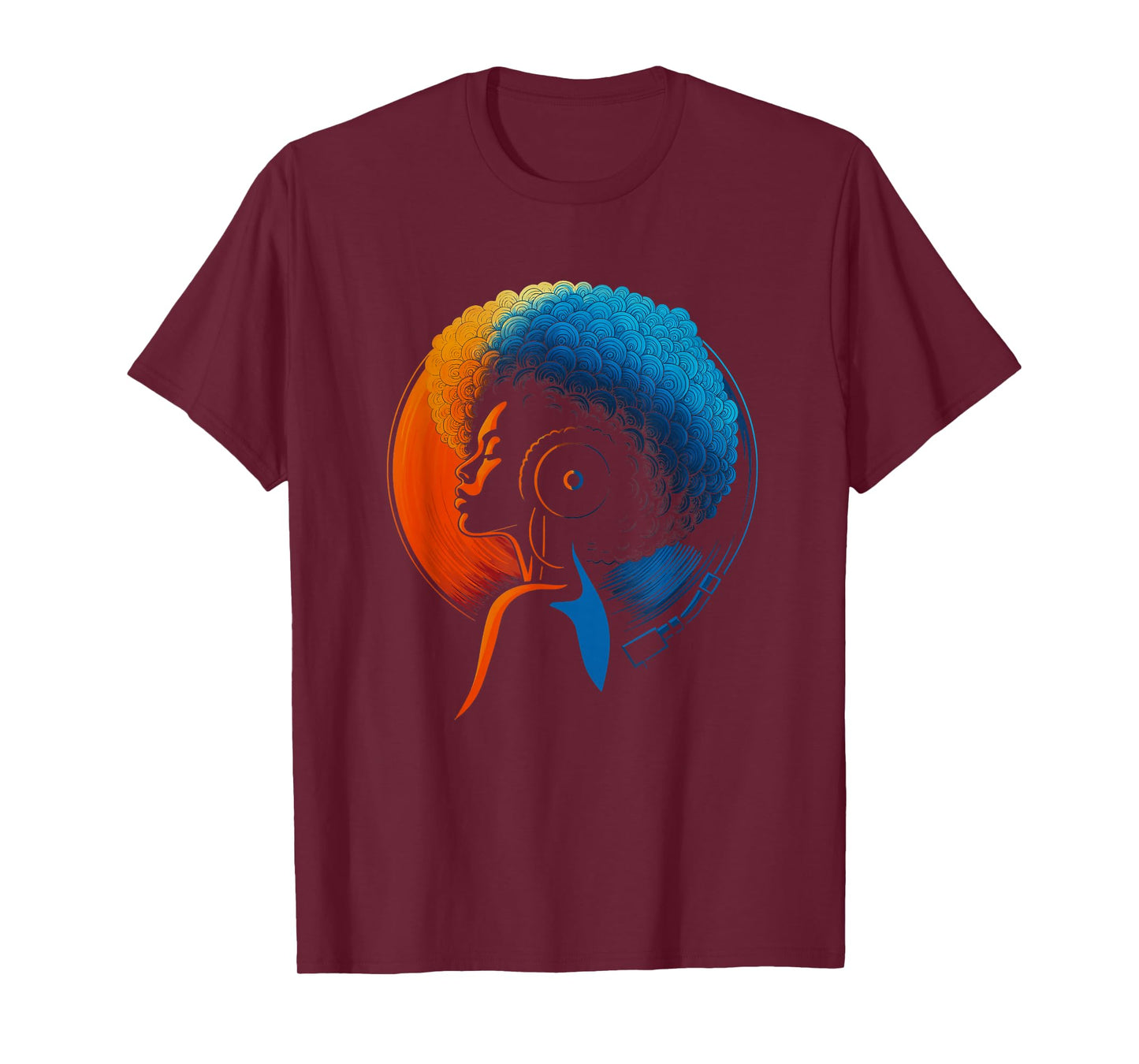 Retro Funky Afro Soul Vinyl Record Silhouette Art T-Shirt