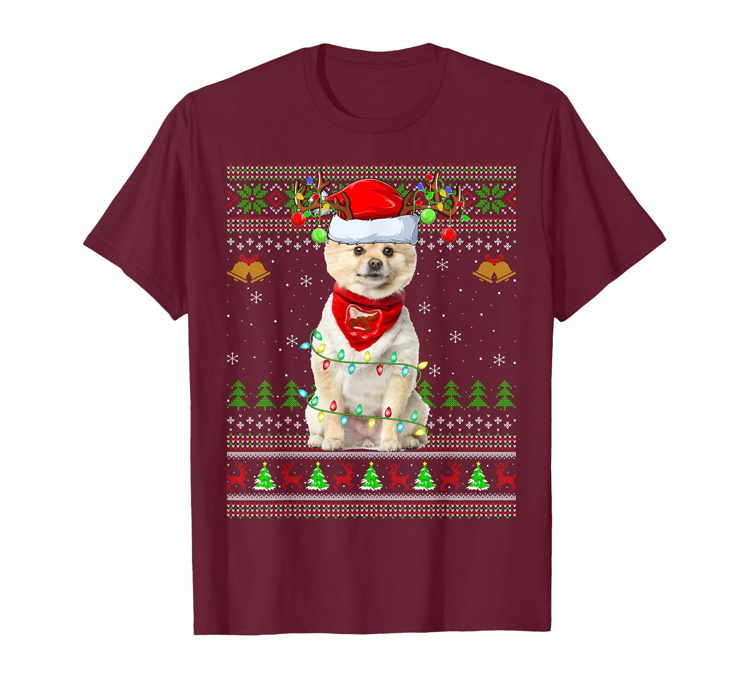 Pomeranian Dog Ugly Christmas Sweaters Holiday Santa Xmas T-Shirt
