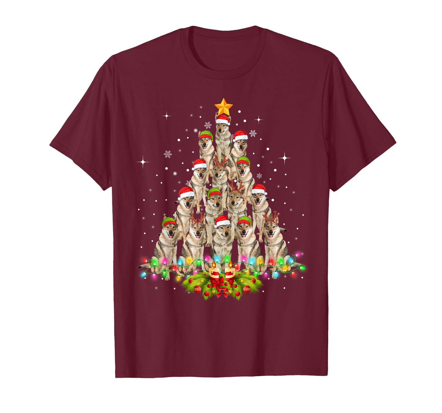 Wolfs Tree Christmas Sweater Xmas Pet Animal Wolf Lover Gift T-Shirt