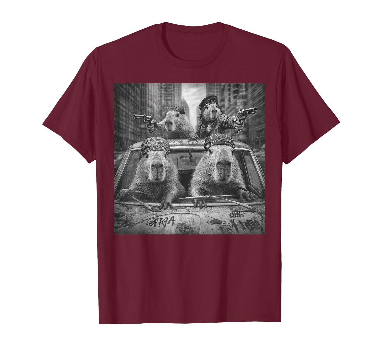 Funny Graphic Capybara Gangster Adult Funny T-Shirt