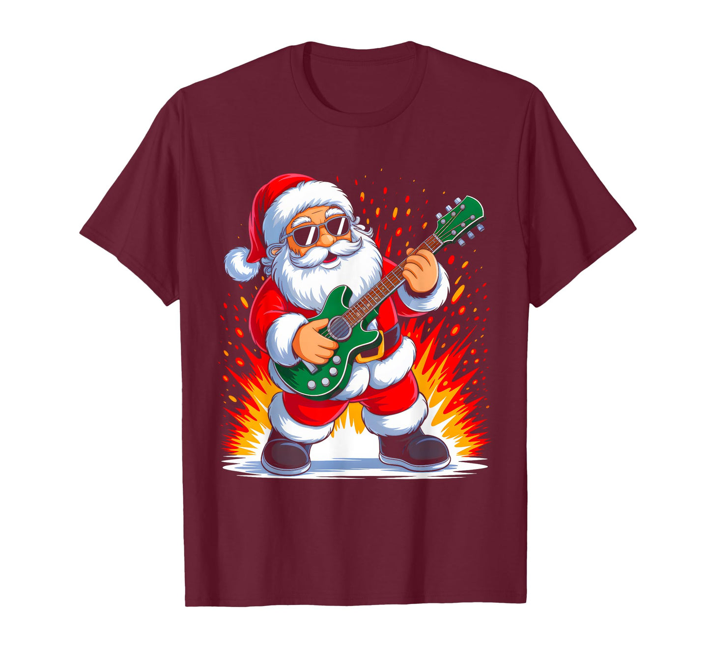 Guitar Classic Santa Playing Drums Funny Christmas Xmas T-Shirt