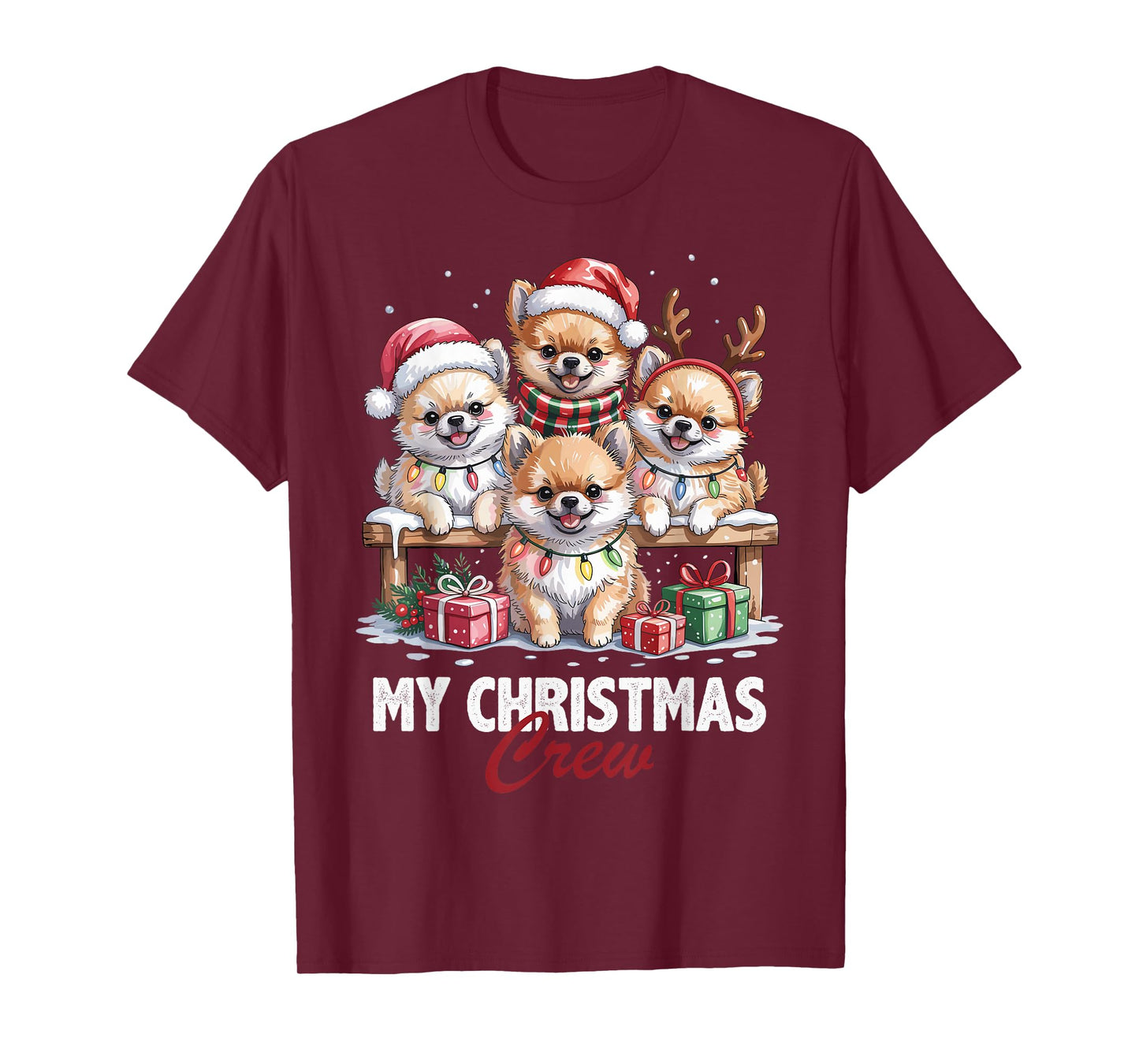 Pomeranian Christmas Crew Funny Dog Lovers Holiday Pajama T-Shirt