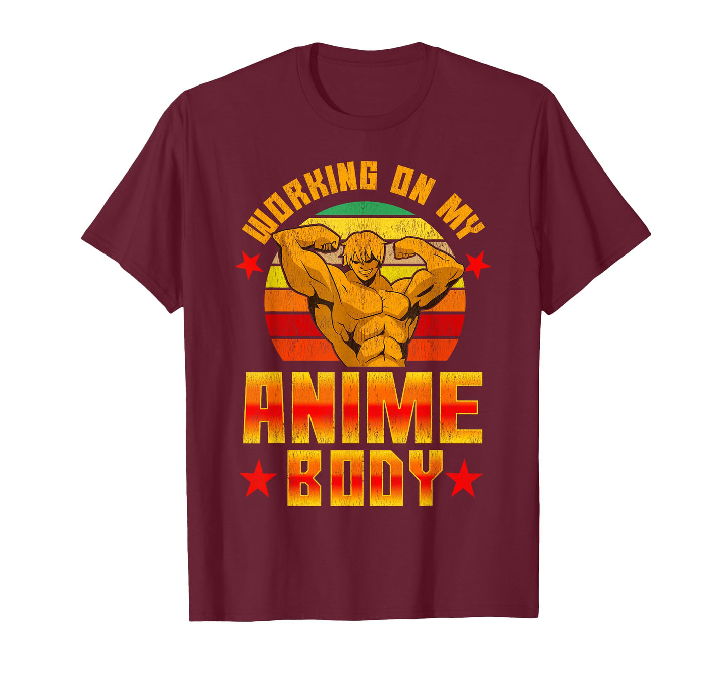 Working On My Anime Body Vintage Retro Bodybuilder T-Shirt