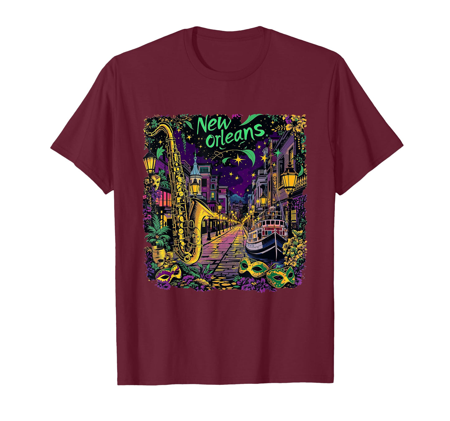 Vintage New Orleans Louisiana Sunset Skyline Cityscape Retro T-Shirt