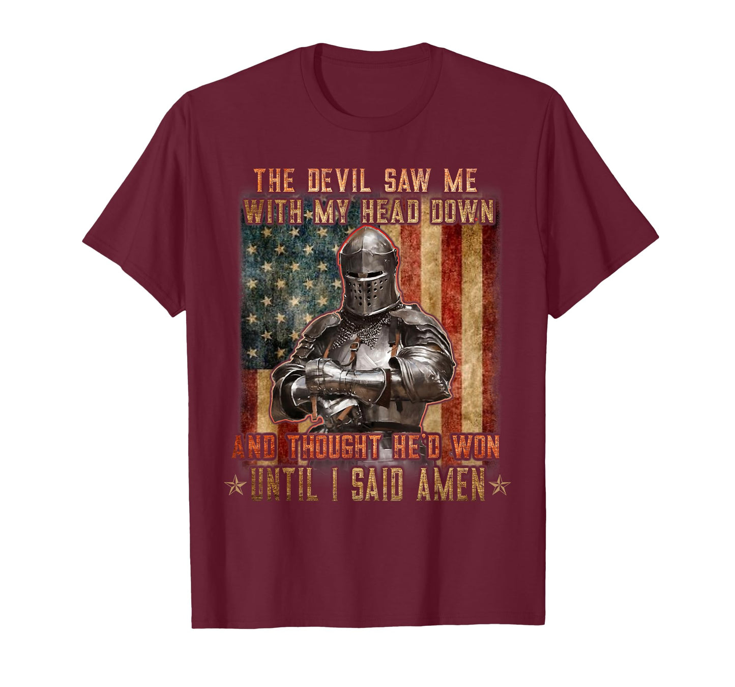The Crusader - The Devil Saw Me - Knight Templar US Flag T-Shirt