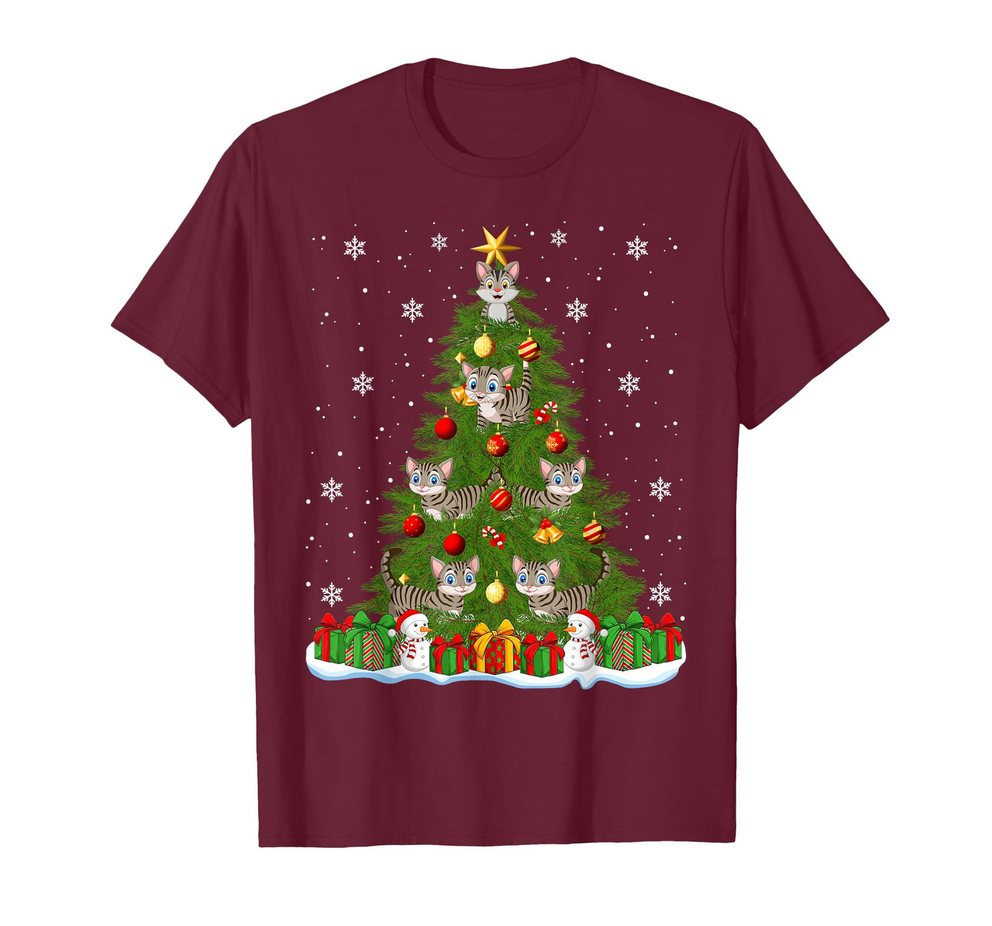 Cats Christmas Tree Holiday Decor Funny Cat Xmas Lights T-Shirt