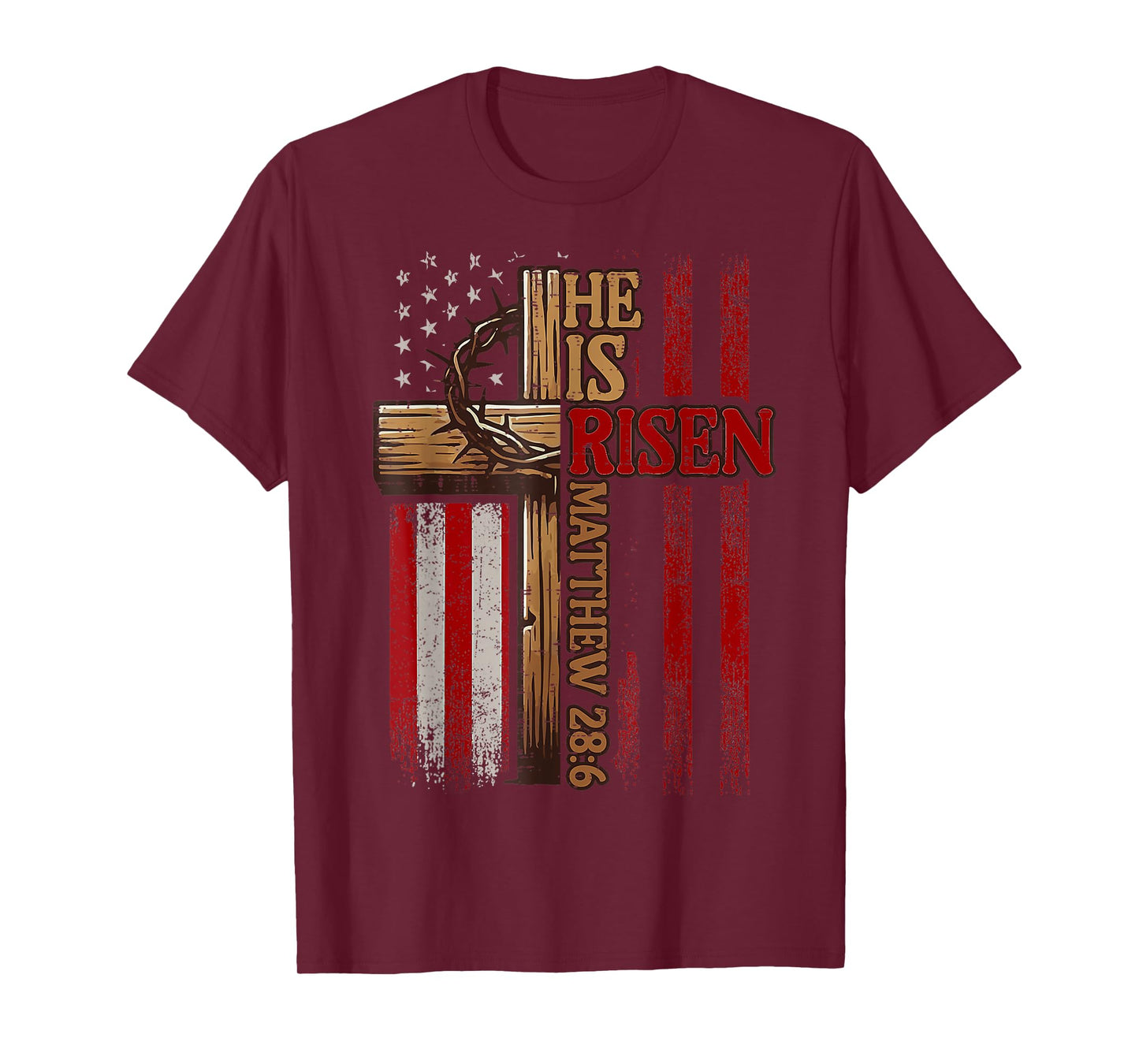 Easter Cross He Is Risen Jesus Christian Men Women Kid Youth T-Shirt