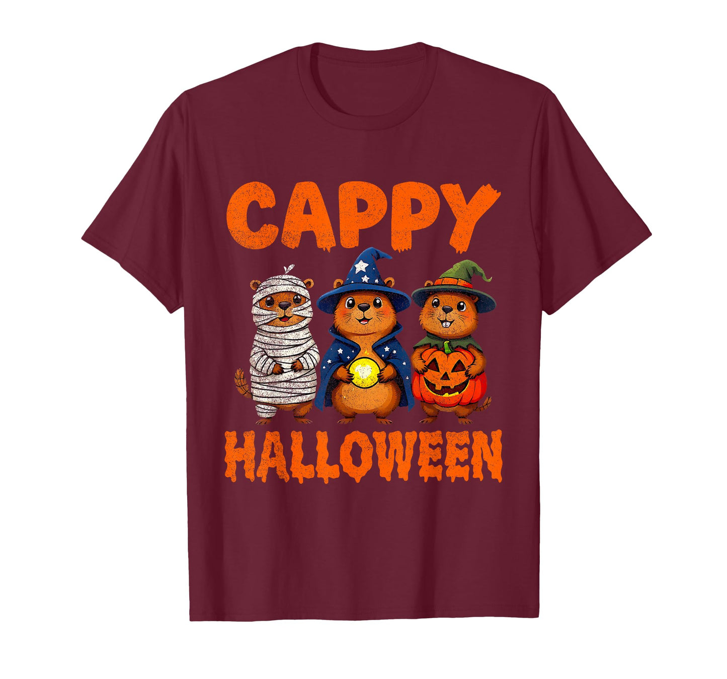 Cappy Halloween Funny Capybara Ghost Witch Pumpkin Spooky T-Shirt