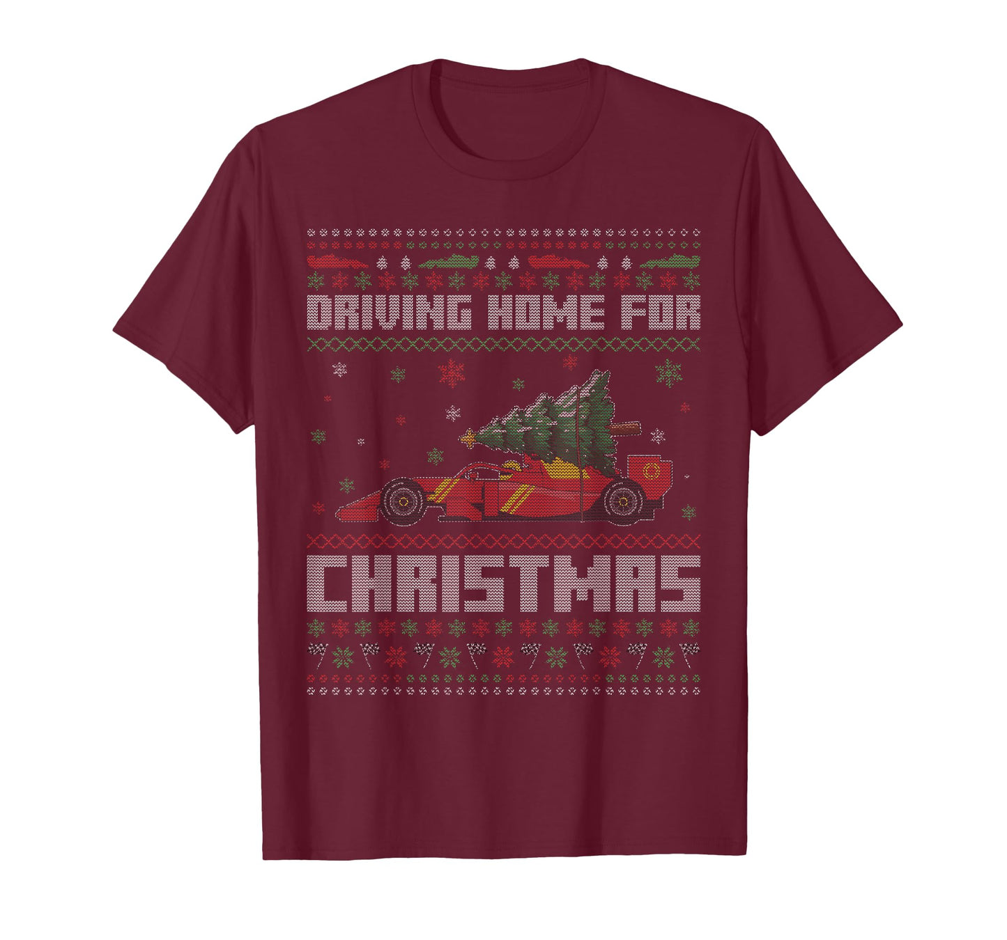 Driving Home for Christmas Racing Funny Ugly Christmas T-Shirt