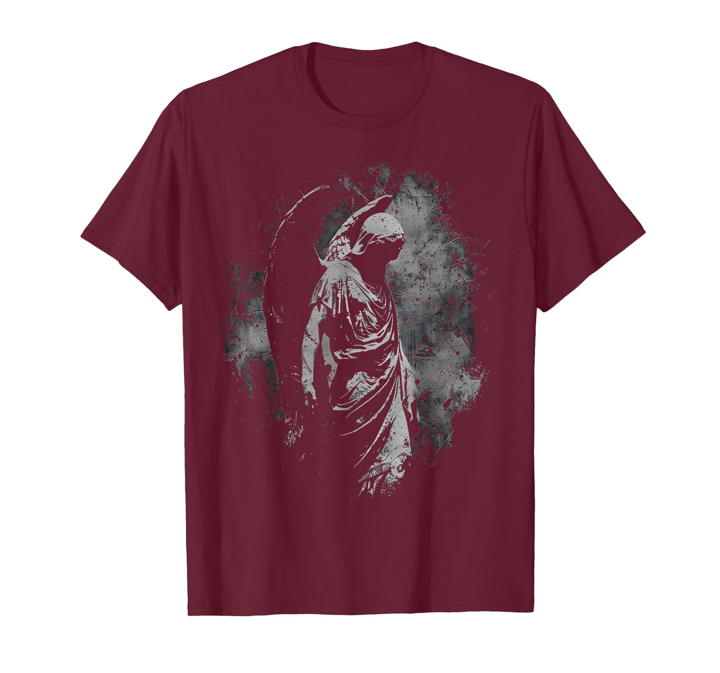 Goth Angel Fallen Statue Dark Art Occult Grunge Alt Horror T-Shirt, Small, Black
