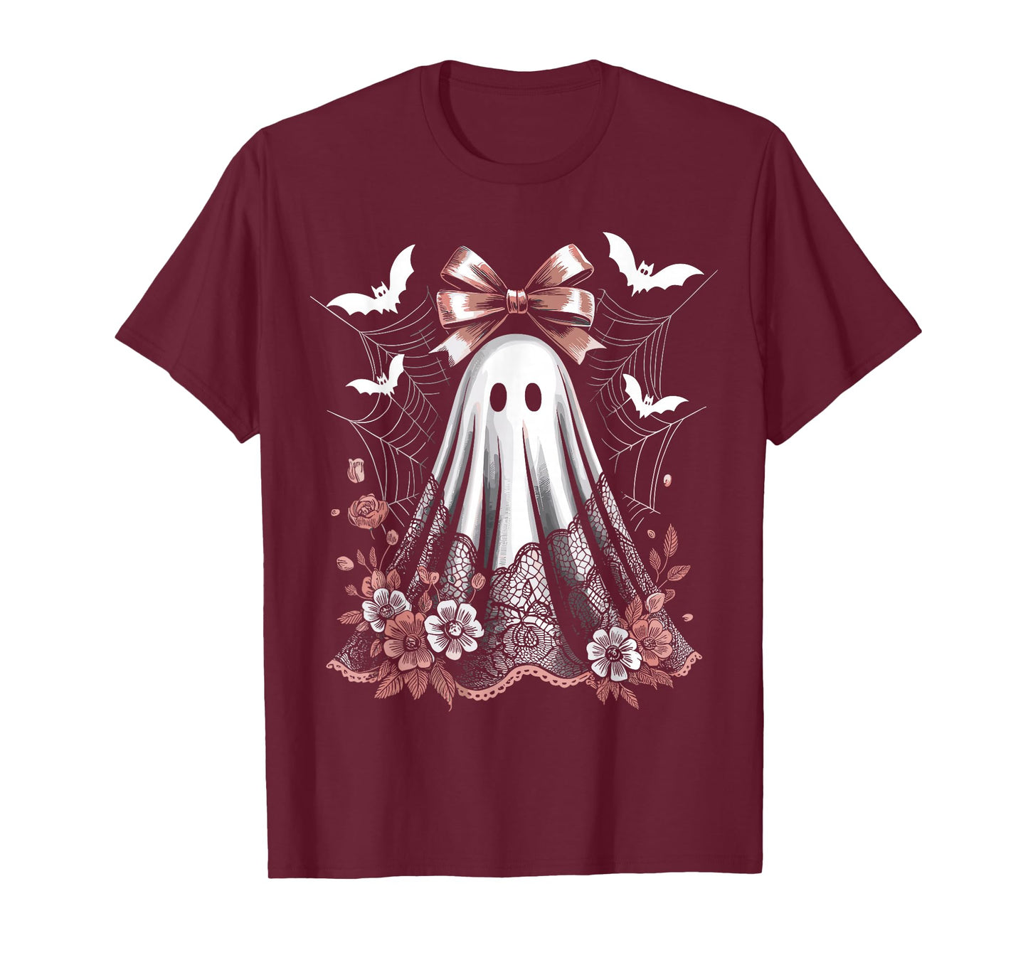 Lace Ghost Coquette Bow Vintage Women Girls Halloween Girly T-Shirt