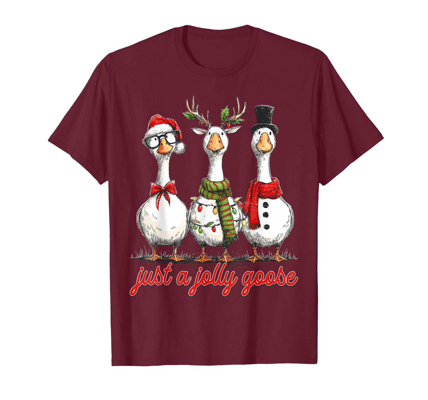 Vintage Christmas Silly Goose Santa Reindeer Men Women Kids T-Shirt