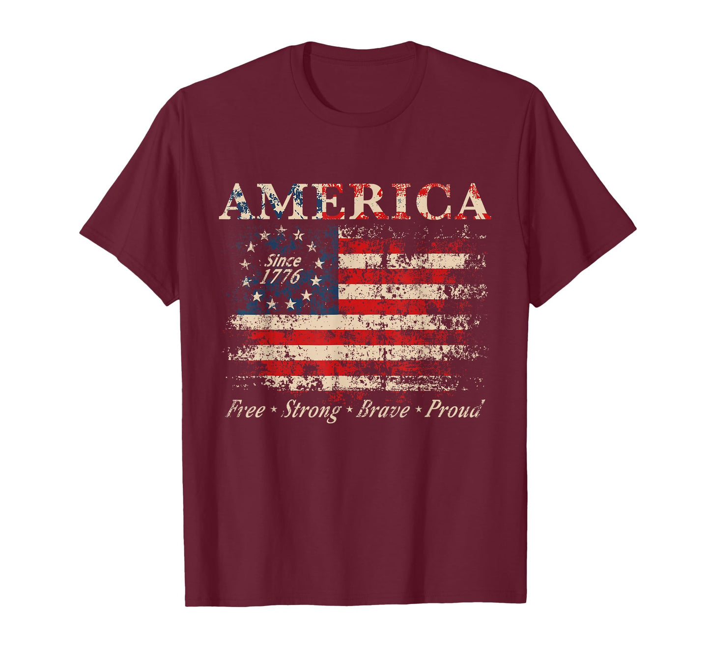 Distressed American Flag Patriotic USA Vintage 1776 T-Shirt