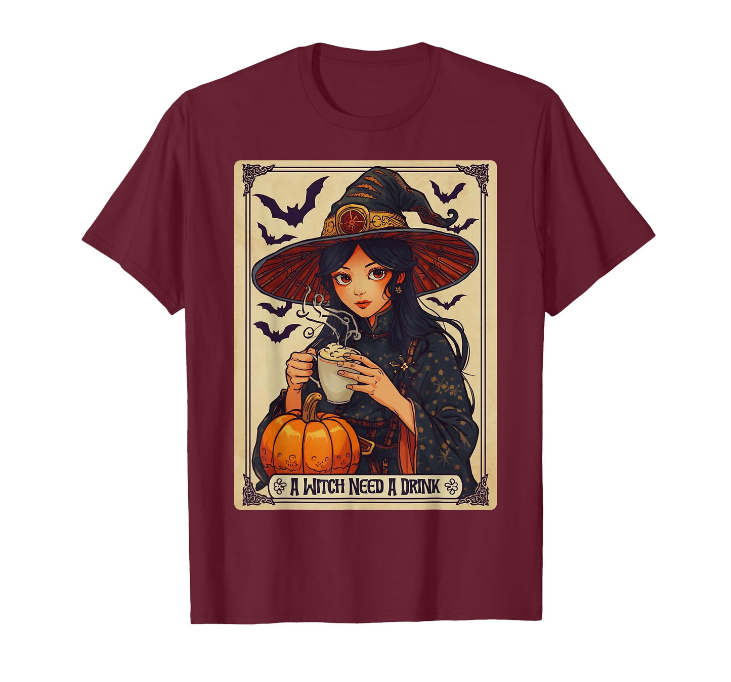 Vintage Halloween Witch Pumpkin Spice Latte Syrup Creamer T-Shirt