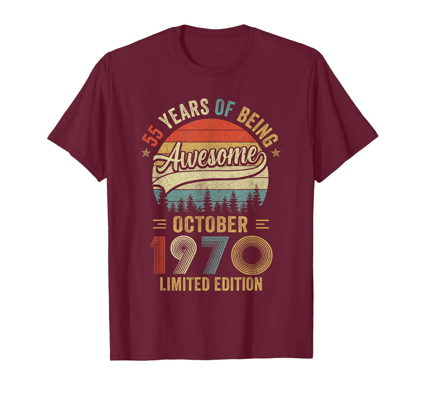 Vintage October 1970 Old 55Th Birthday Men Women T-Shirt