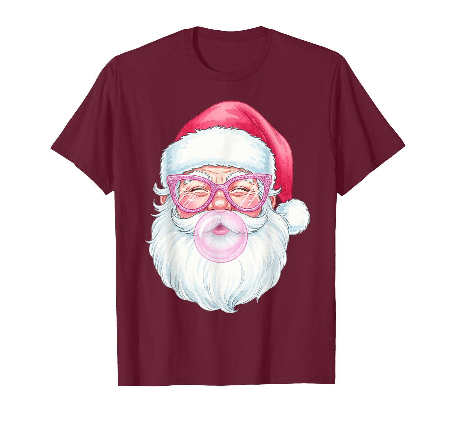 Vintage Retro Santa Christmas Bubble Gum Pink Sunglasses Kid T-Shirt