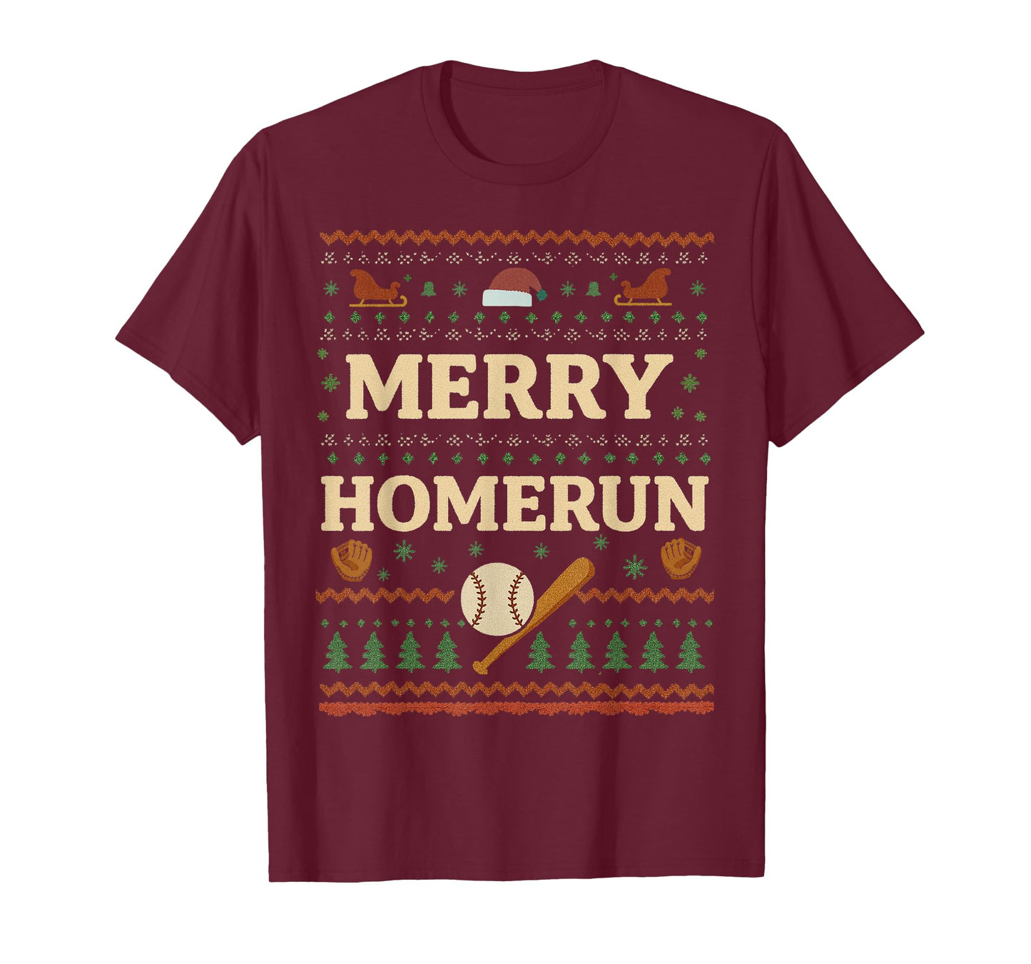 Merry Homerun Baseball Xmas Holiday Funny Christmas T-Shirt