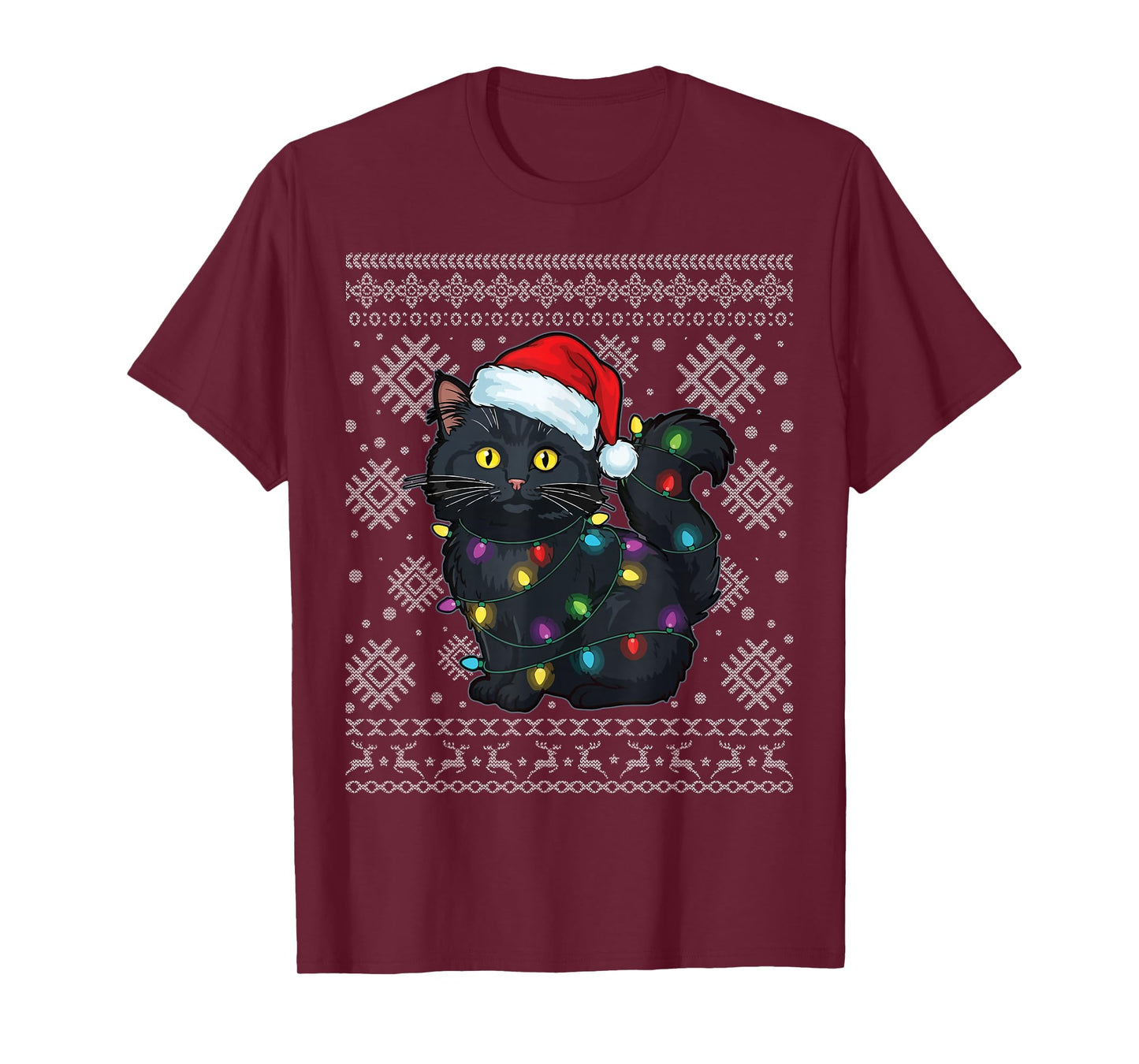 Santa Cat Happy Christmas Funny Ugly Christmas T-Shirt