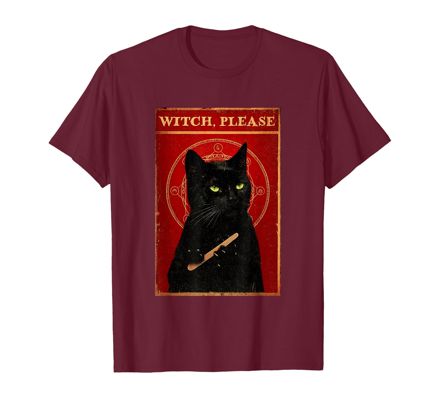 Black Cat Witch Please Funny Halloween Design T-Shirt