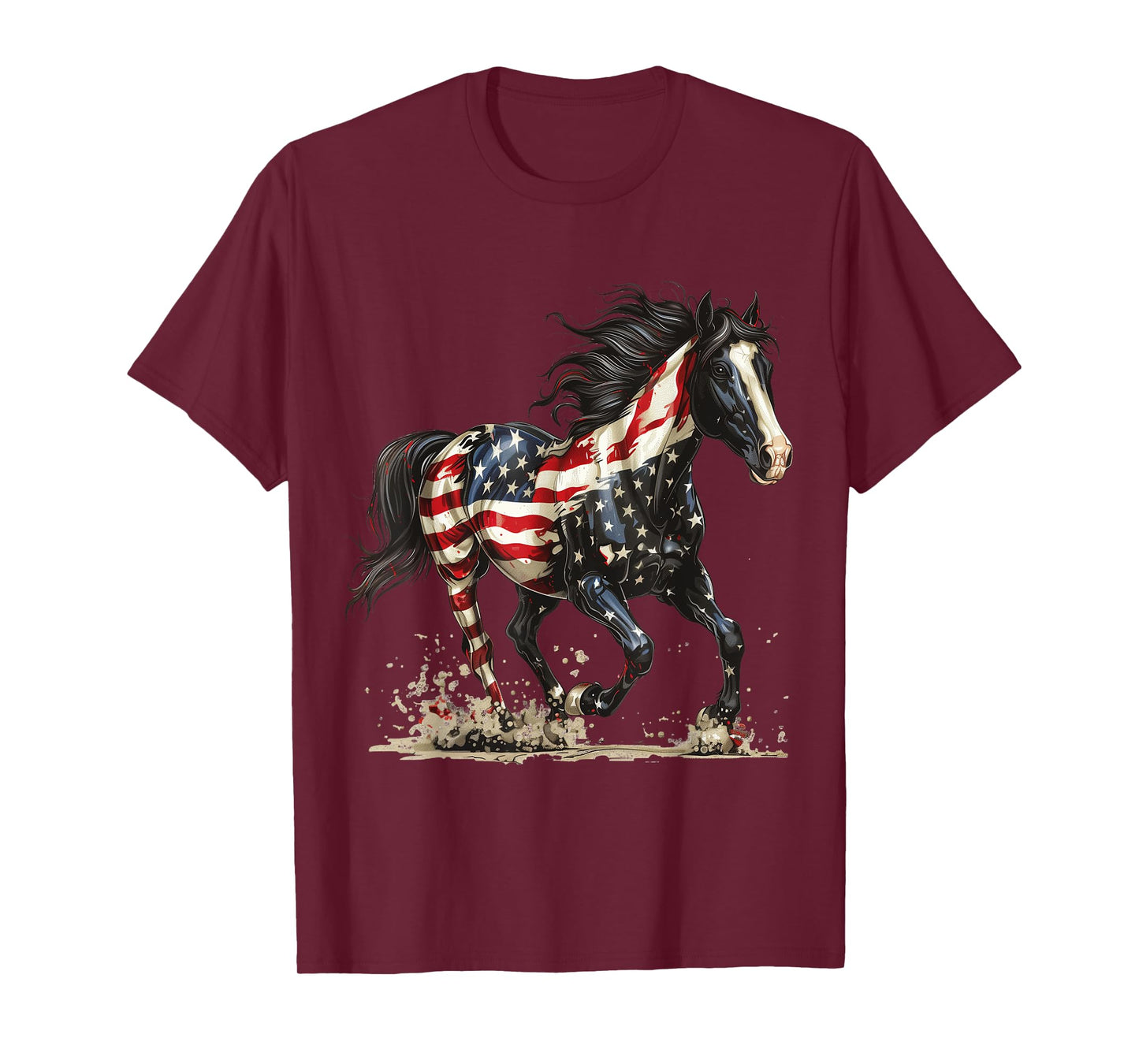 Patriotic Horse USA Flag Vintage Horse 4th Of July Women Men T-Shirt