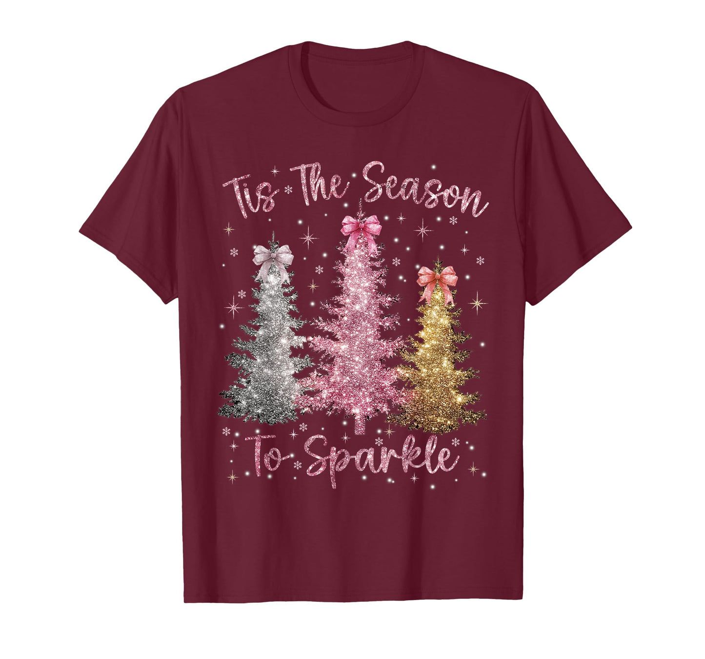 Tis The Season Sparkle Christmas Tree Xmas Women Girl T-Shirt