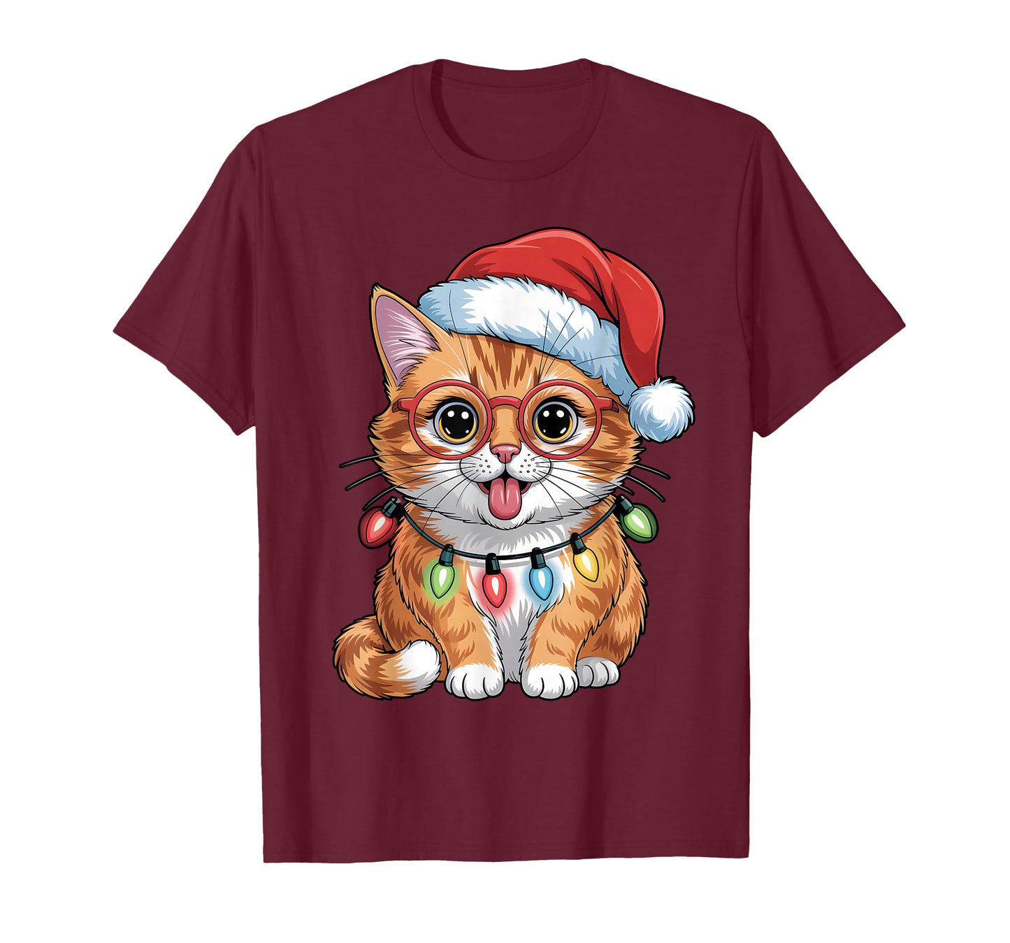Cute Cat Kitten Christmas Santa Hat Holiday Meowy Cats T-Shirt