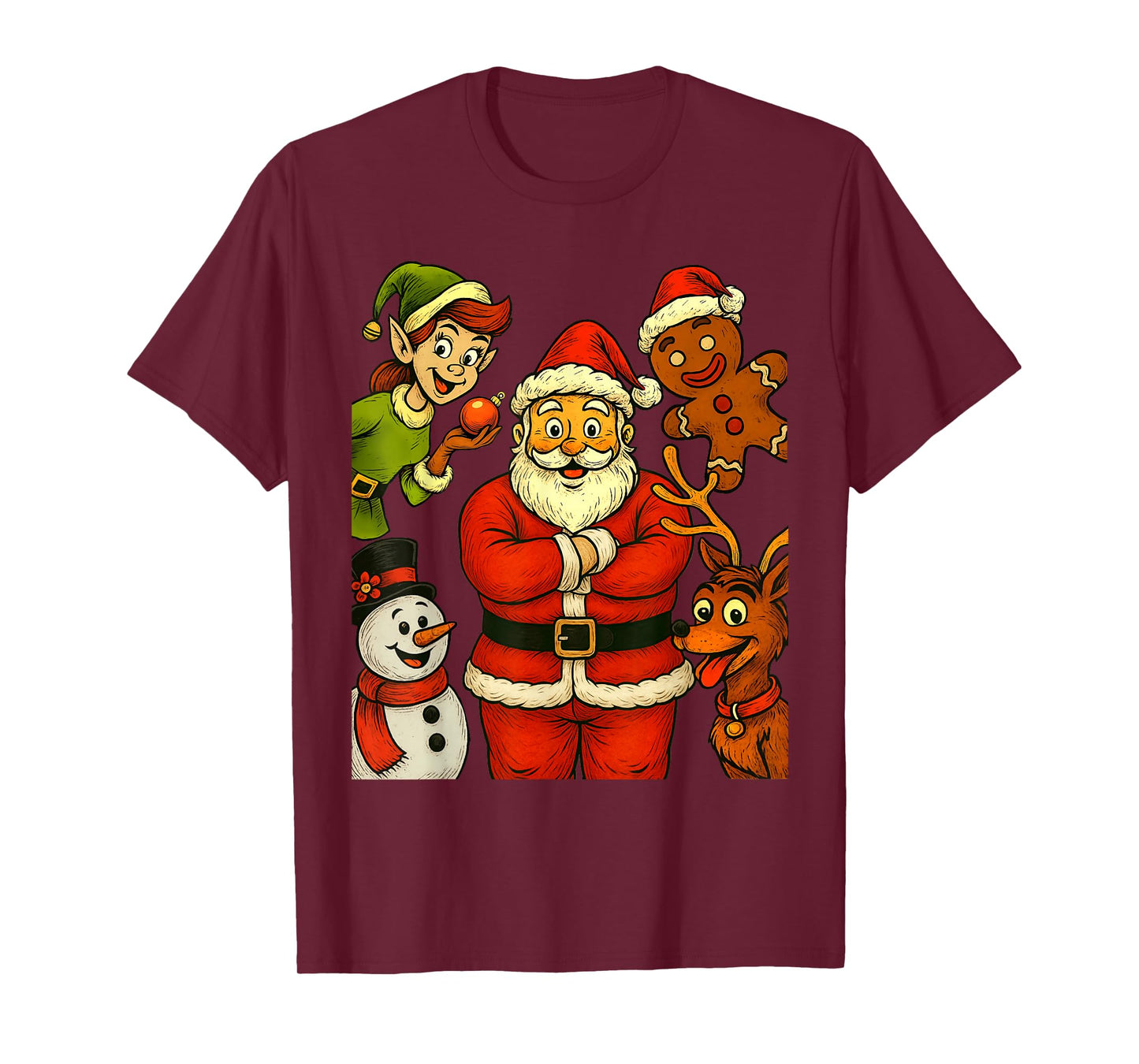 Santa Squad Elf Reindeer Gingerbread Snowman Christmas Xmas T-Shirt