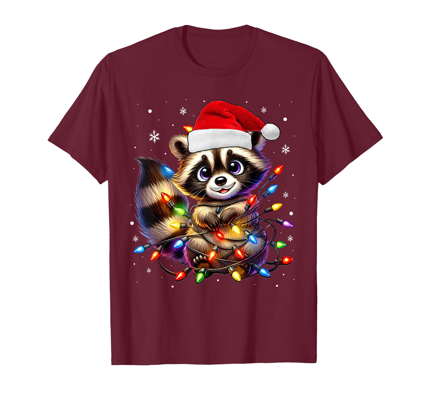 Raccoon Christmas Tree Lights Pajama Racoon Lover Xmas Pjs T-Shirt
