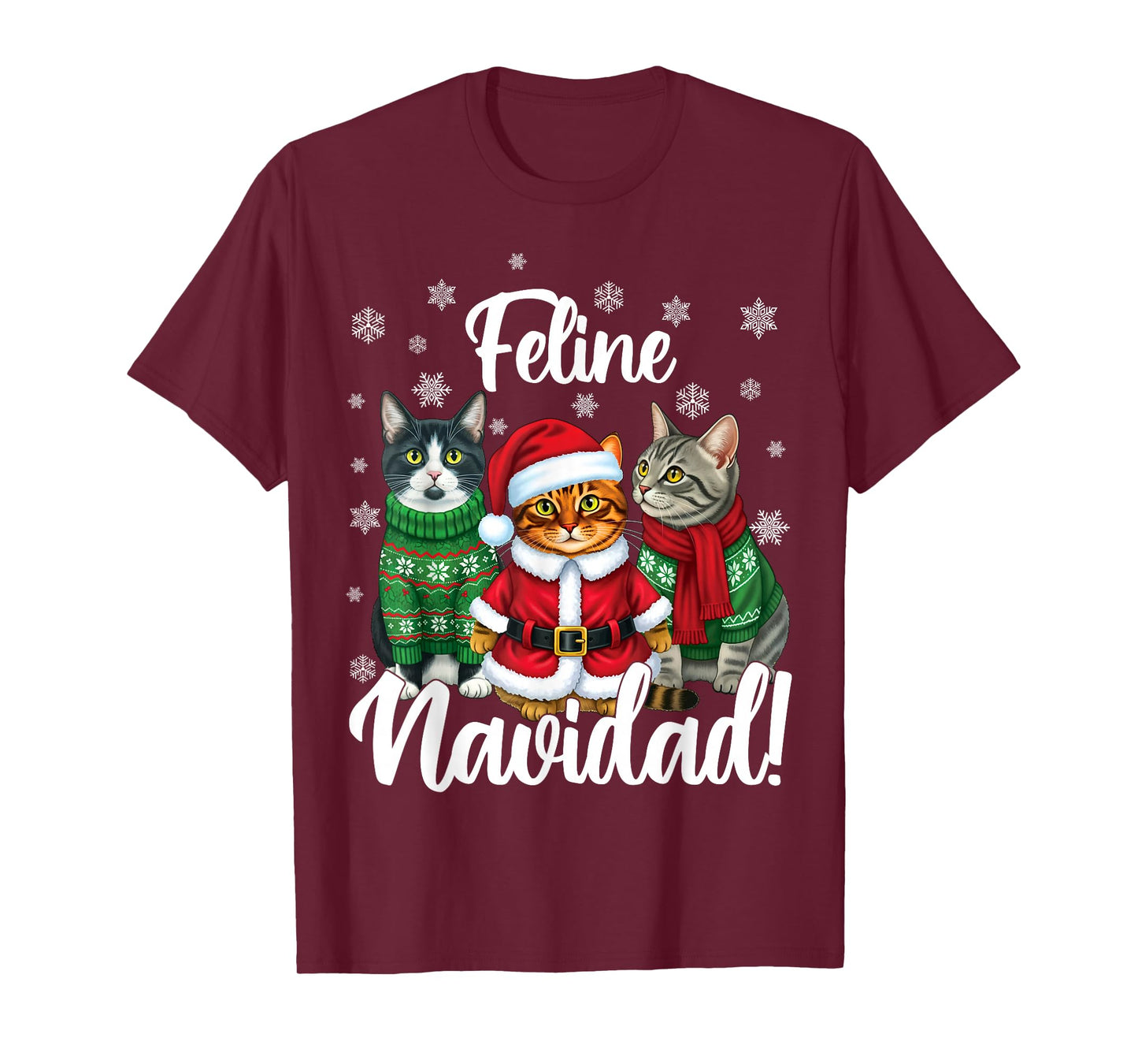 Feline Navidad Funny Cat Merry Christmas Ugly Christmas T-Shirt