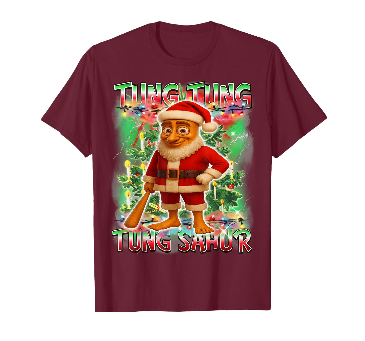 Tung Tung Tung Sahur Santa Claus Italian Brainrot Christmas T-Shirt