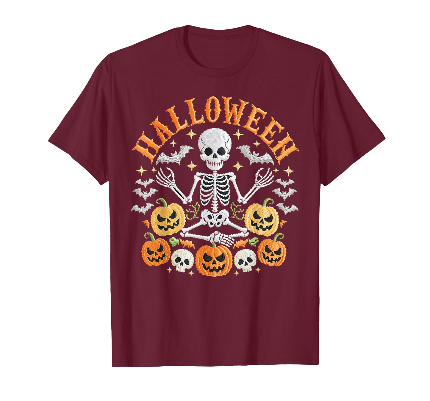 Women Yoga Skeleton Halloween Funny Meditating Skeleton Men T-Shirt