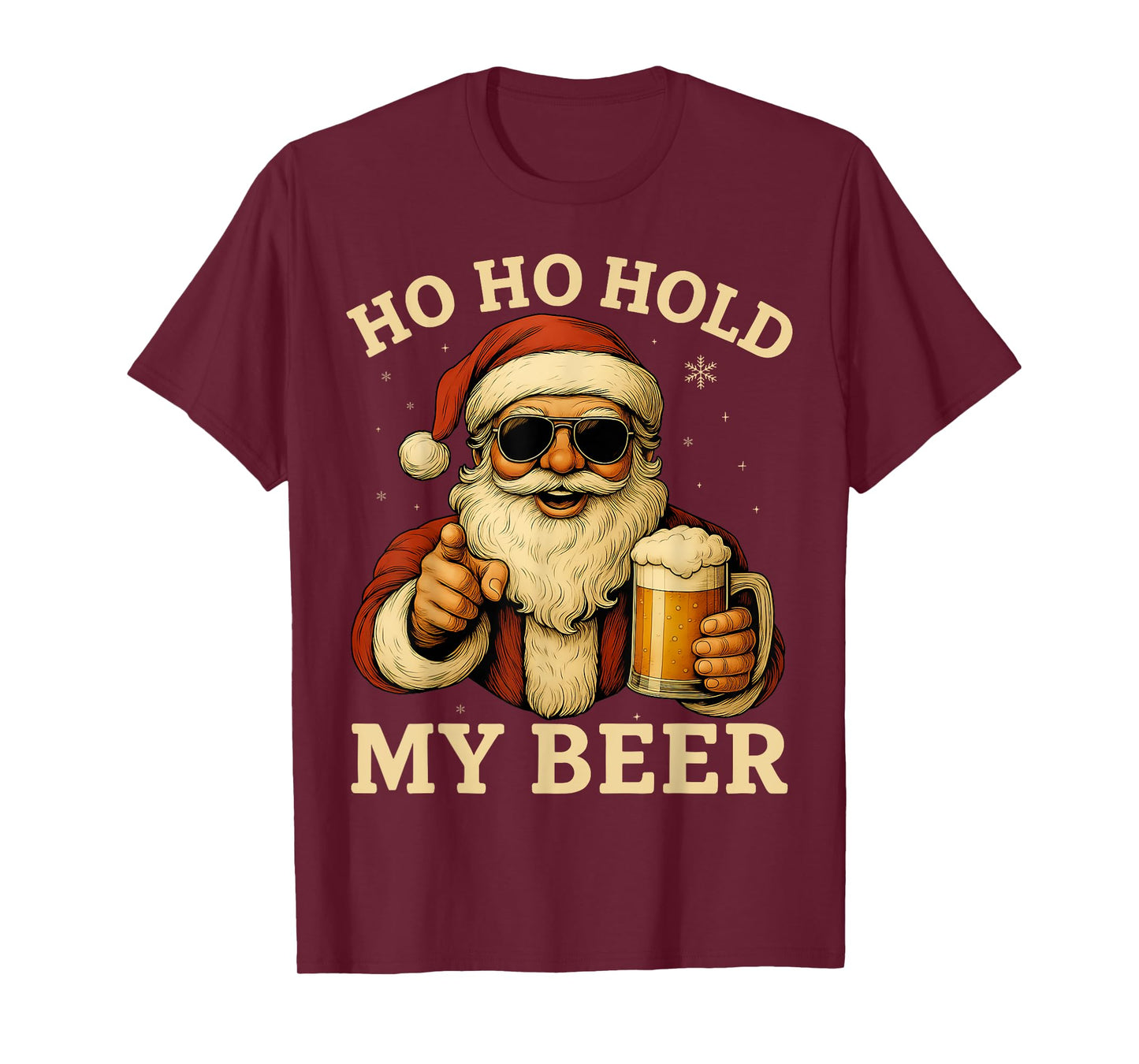 HUGvyn Christmas: Vintage Santa Sunglasses Drinking Beer Men T-Shirt
