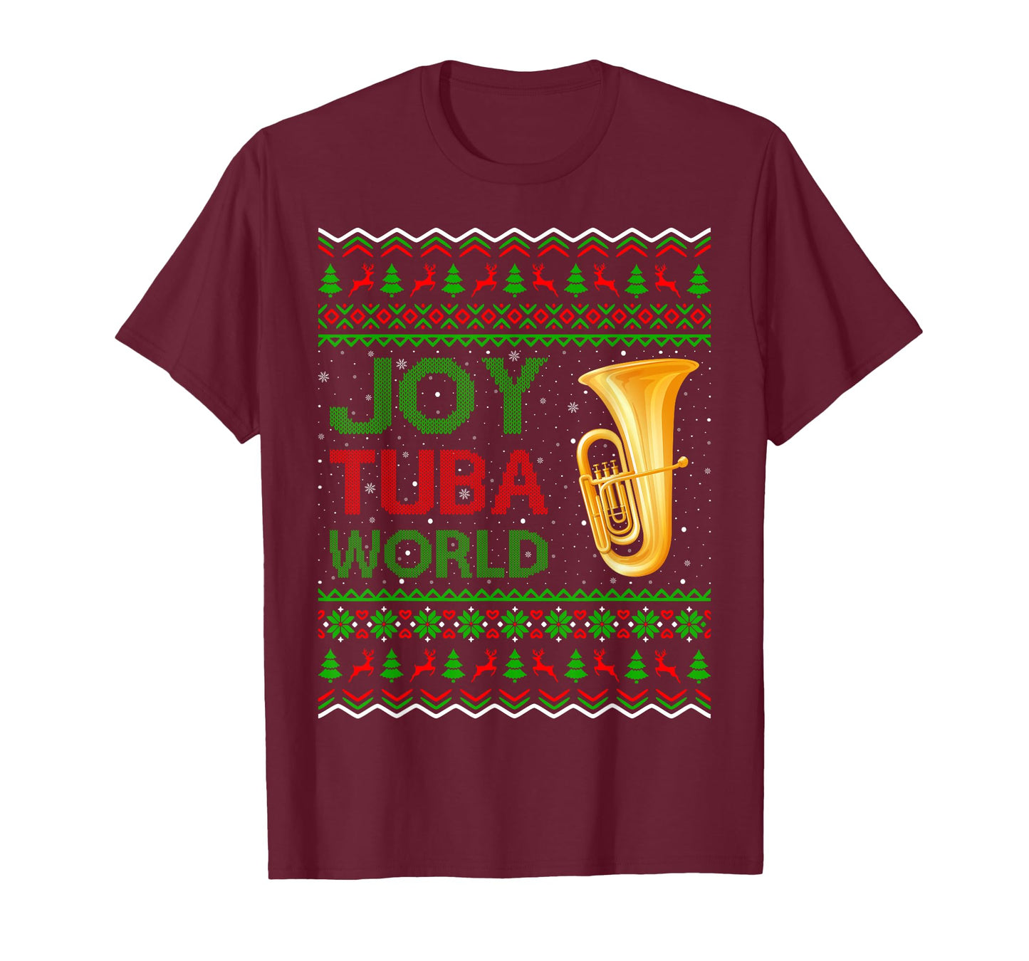 Joy Tuba World Music Lover Ugly Xmas Sweater Tuba Christmas T-Shirt