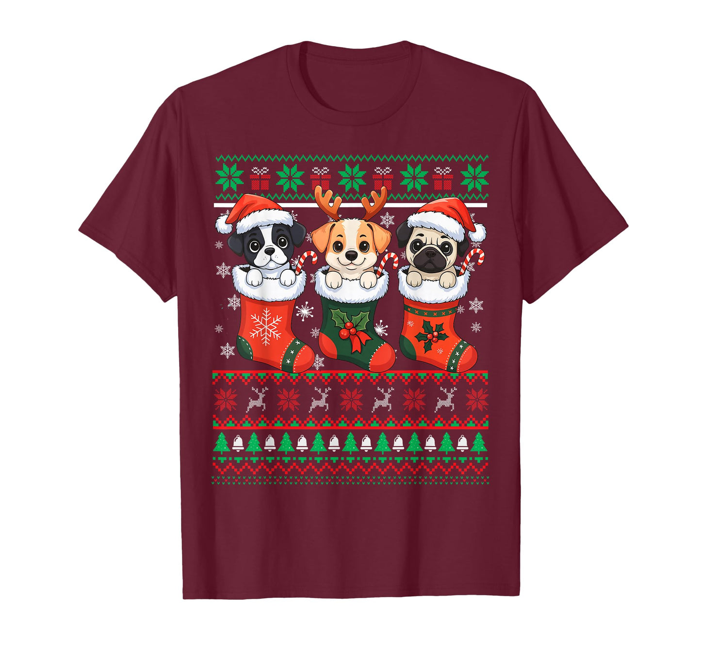 Cute Dog Christmas Santa Funny Christmas Xmas Dog Men Women T-Shirt
